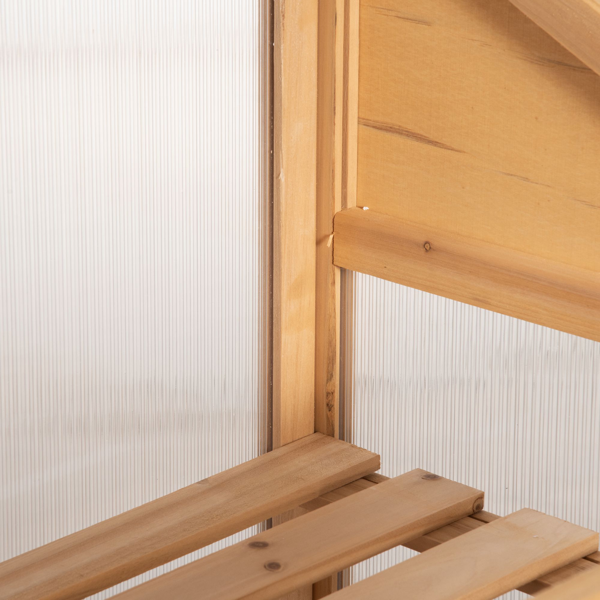 Outsunny Mini-kas, Klein Kas met Houten Frame, Vensters en Dubbele Deur, 3 Planken, 70L x 50B x 120H cm, Bruin