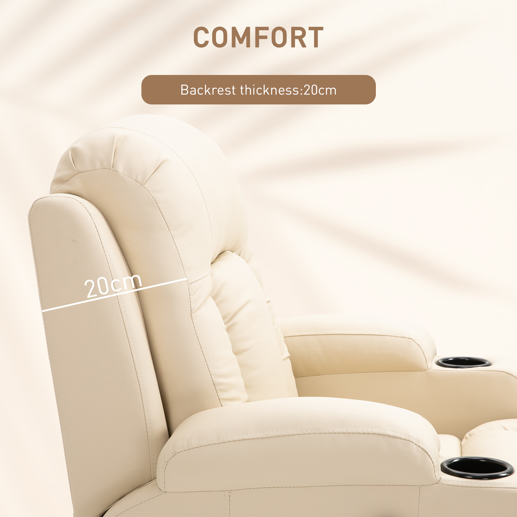 HOMCOM Massagestoel, relaxstoel, schommelfunctie, 8 vibratiepunten, inclusief afstandsbediening, zwart, crème