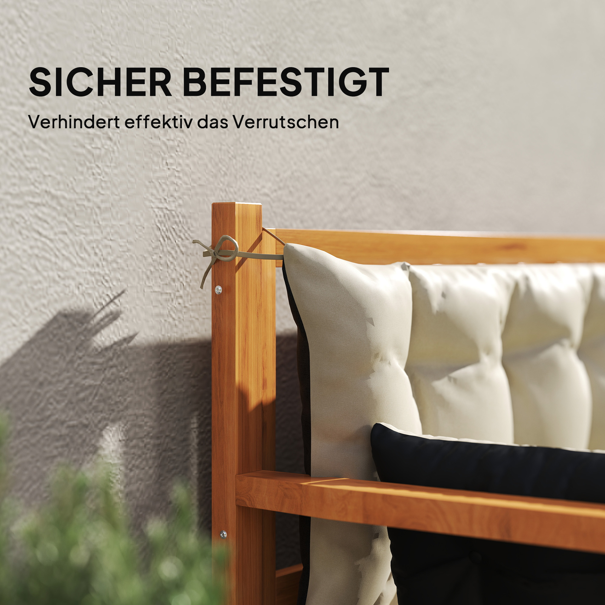 Outsunny Tuinbankkussen-Set voor Bank of Hollywoodschommel, Tweekleurig, Polyester, Schuim, 180 x 110 x 8 cm, Beige