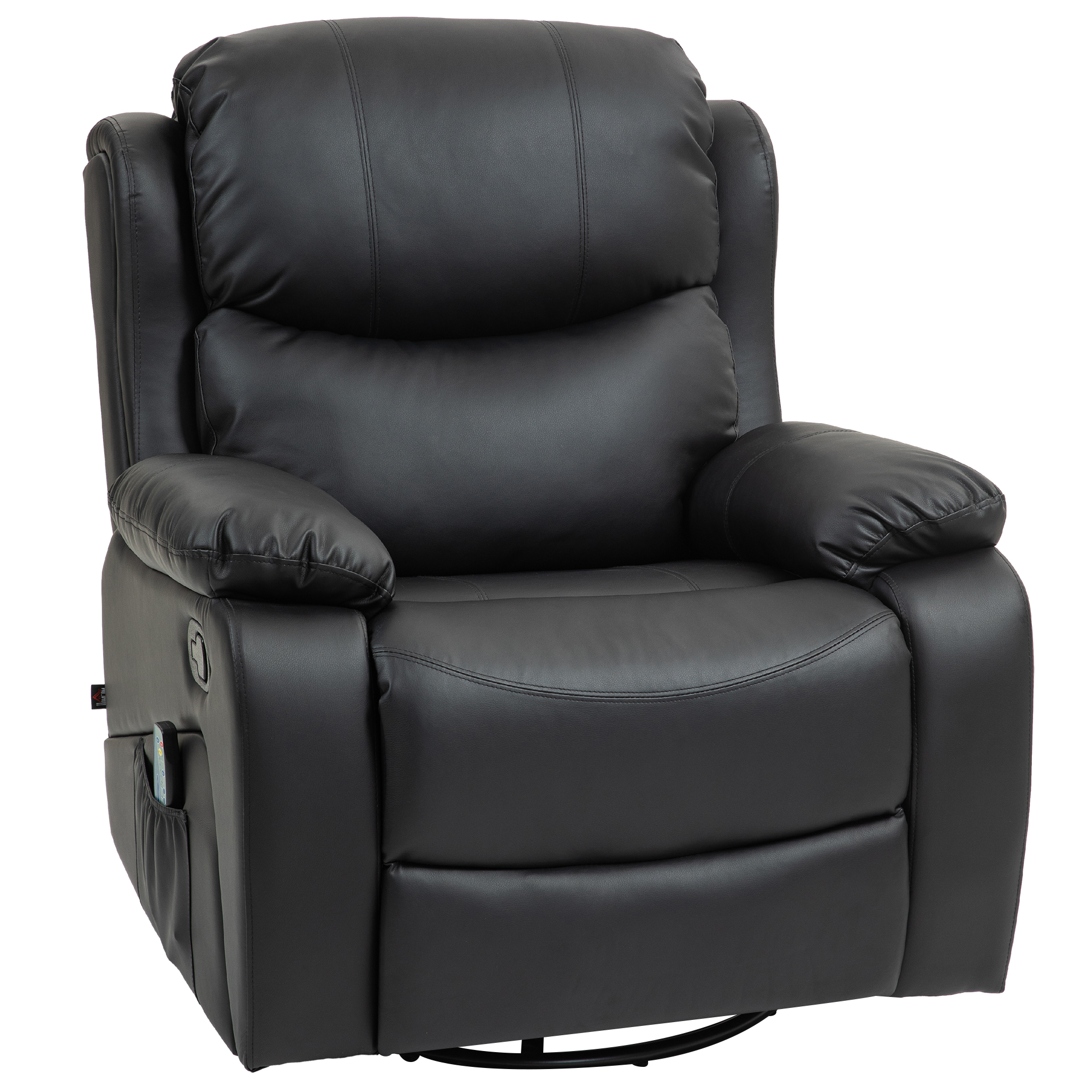 HOMCOM Massagestoel, Verwarm- & Ligfunctie, Kunstleer, tot 150kg, 97x92x104cm, Zwart
