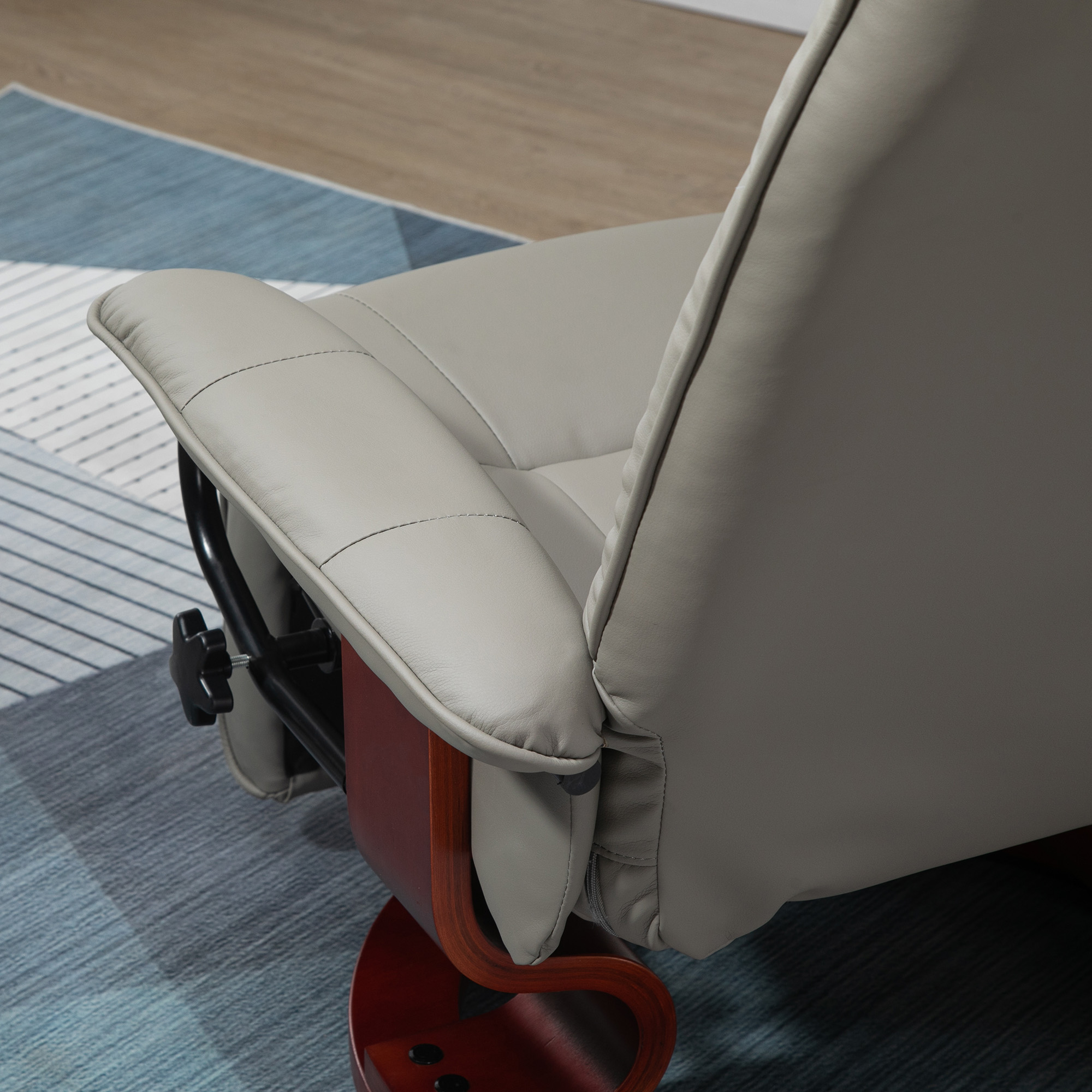 HOMCOM Relaxstoel Televisiestoel Ligstoel Kunstleder 360° Draaistoel 145° Kantelbaar Grijs 78 x 87 x 100 cm