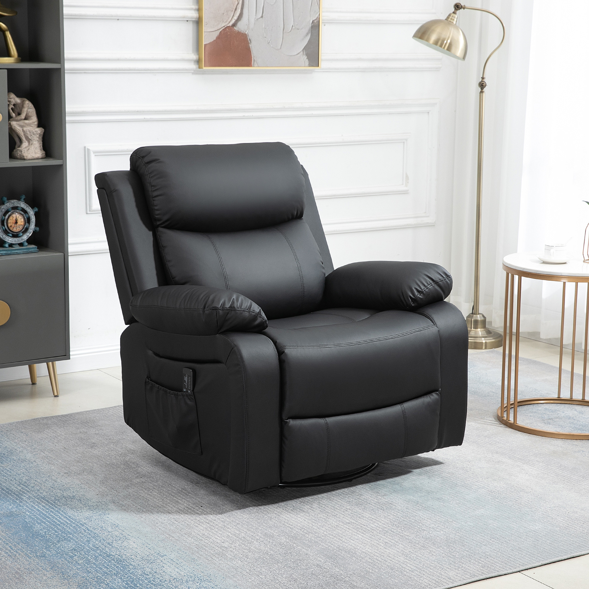 HOMCOM Massagestoel met 8 trillingskoppen, relaxfauteuil, verstelbare rugleuning en voetsteun, zwart