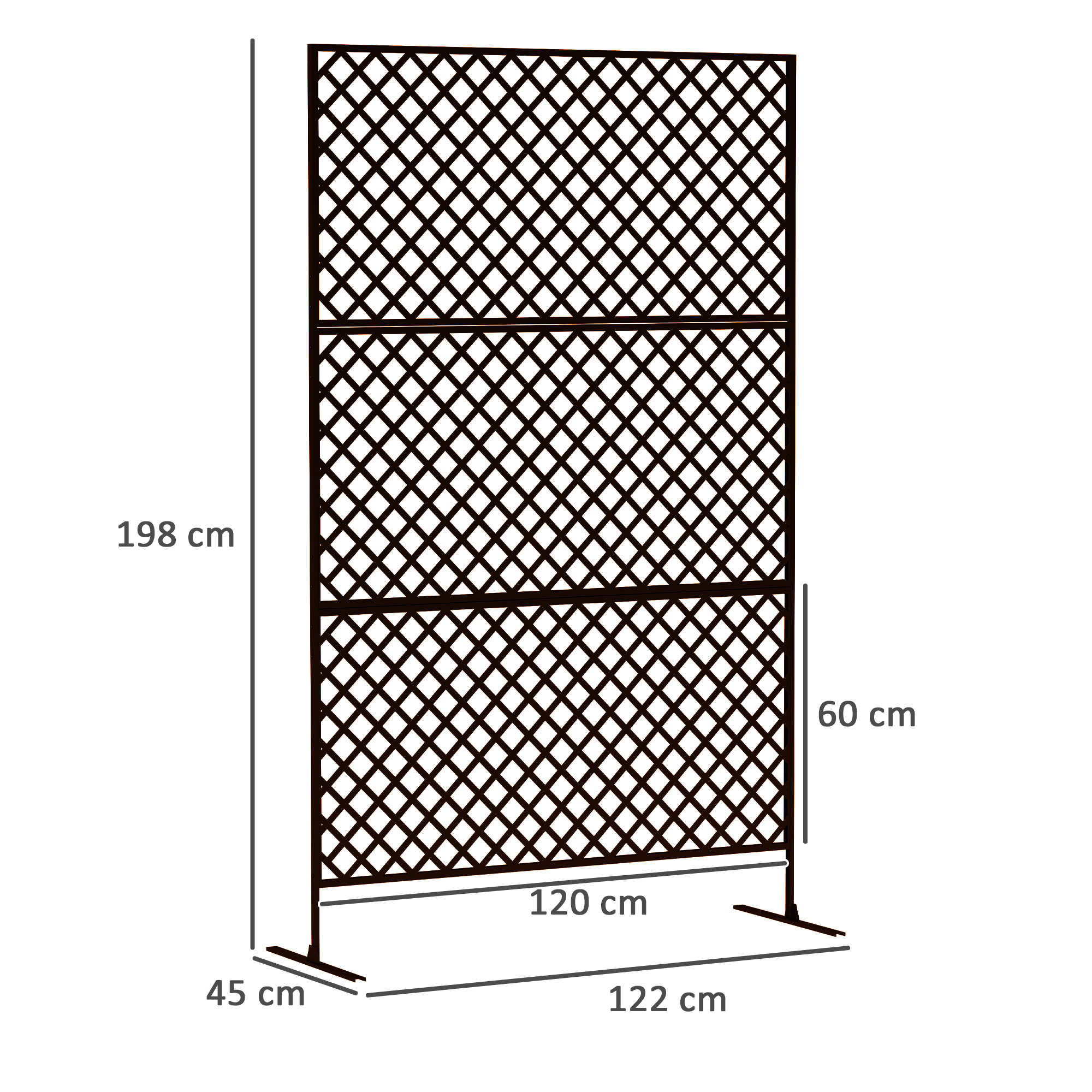 Outsunny Buitenruimteverdeler, Metalen Schermmuur voor Terras, Veranda, Tuin, Vrijstaand Klimrek, Staal, Zwart