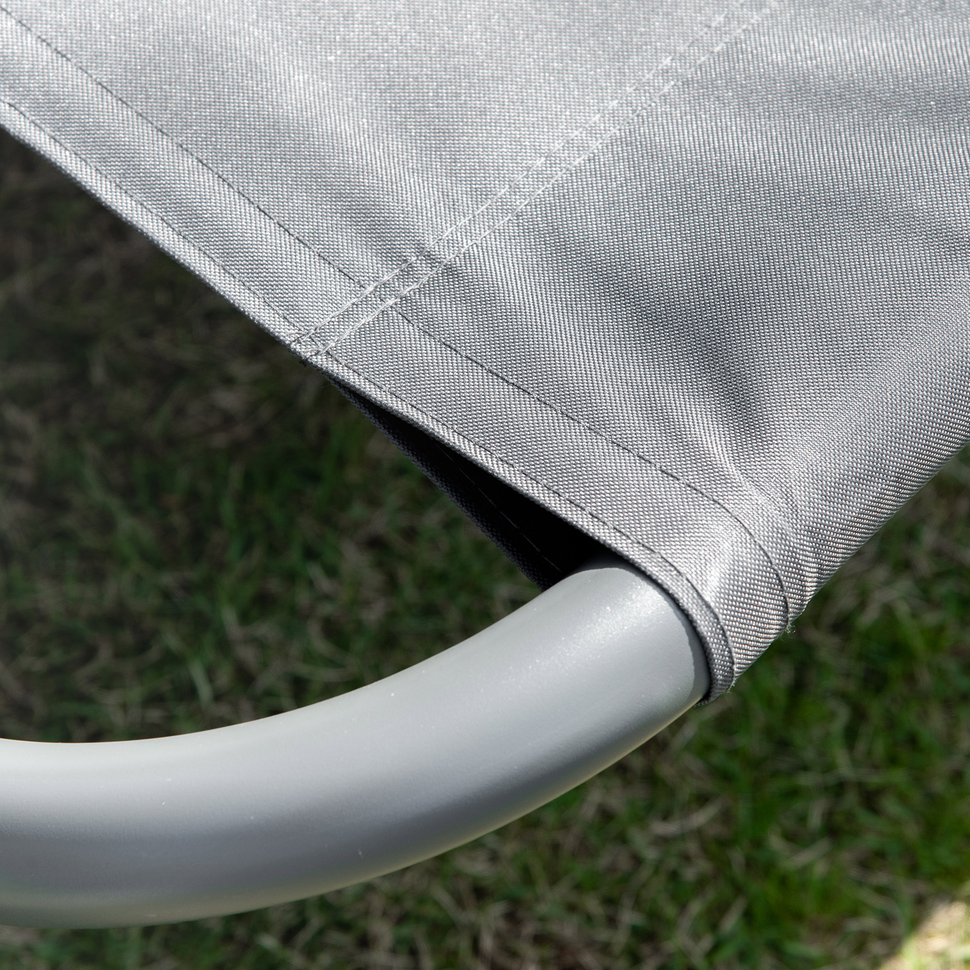 Outsunny Dubbele ligbank ligbed relax lounger met zonnedak rolbaar staal crèmewit / grijs