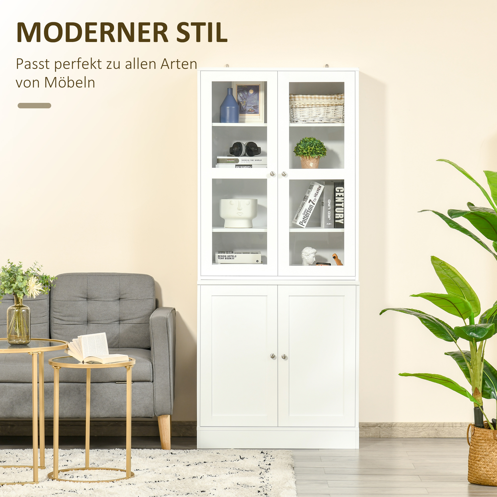 HOMCOM Boekenplank Wandplank Plank, 2 planken, 76 cm x 40 cm x 178,5 cm, Wit