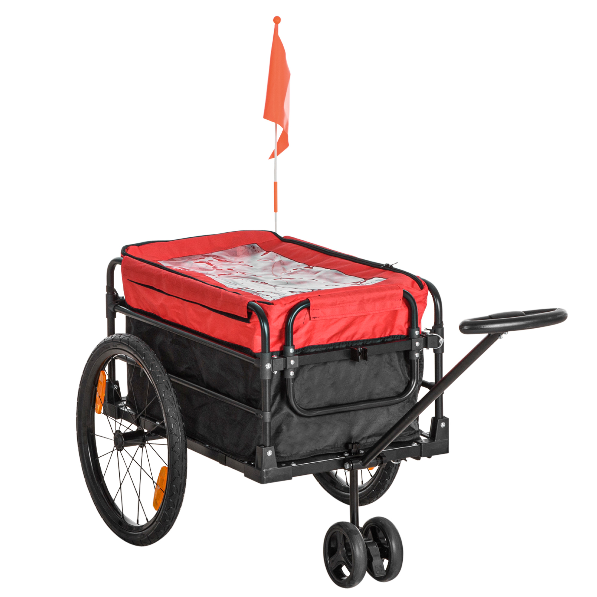 HOMCOM Bagageaanhanger Bolderkar 130 x 64 x 103 cm Staal Zwart+Rood