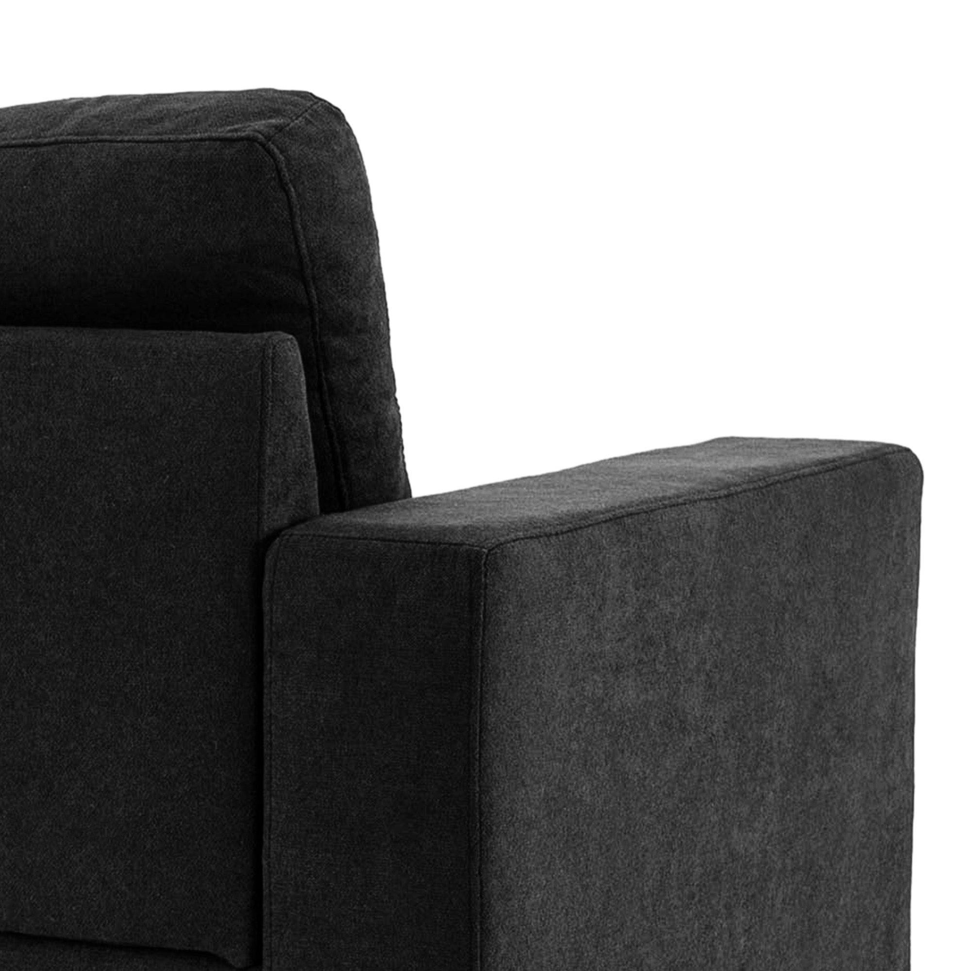 HOMCOM 3-zits hoekbank, linnenlook, omkeerbare chaise longue, 193x136x85 cm, zwart