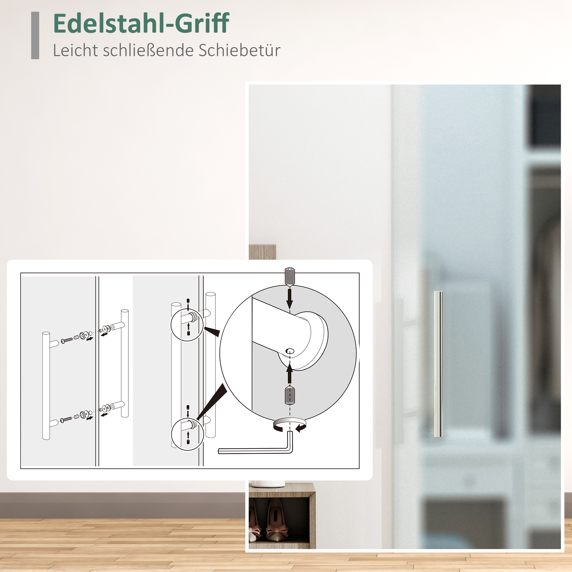 HOMCOM glazen schuifdeur schuifdeur glazen deur transparant handgreep gesatineerd 2050 x 775 x 8 mm