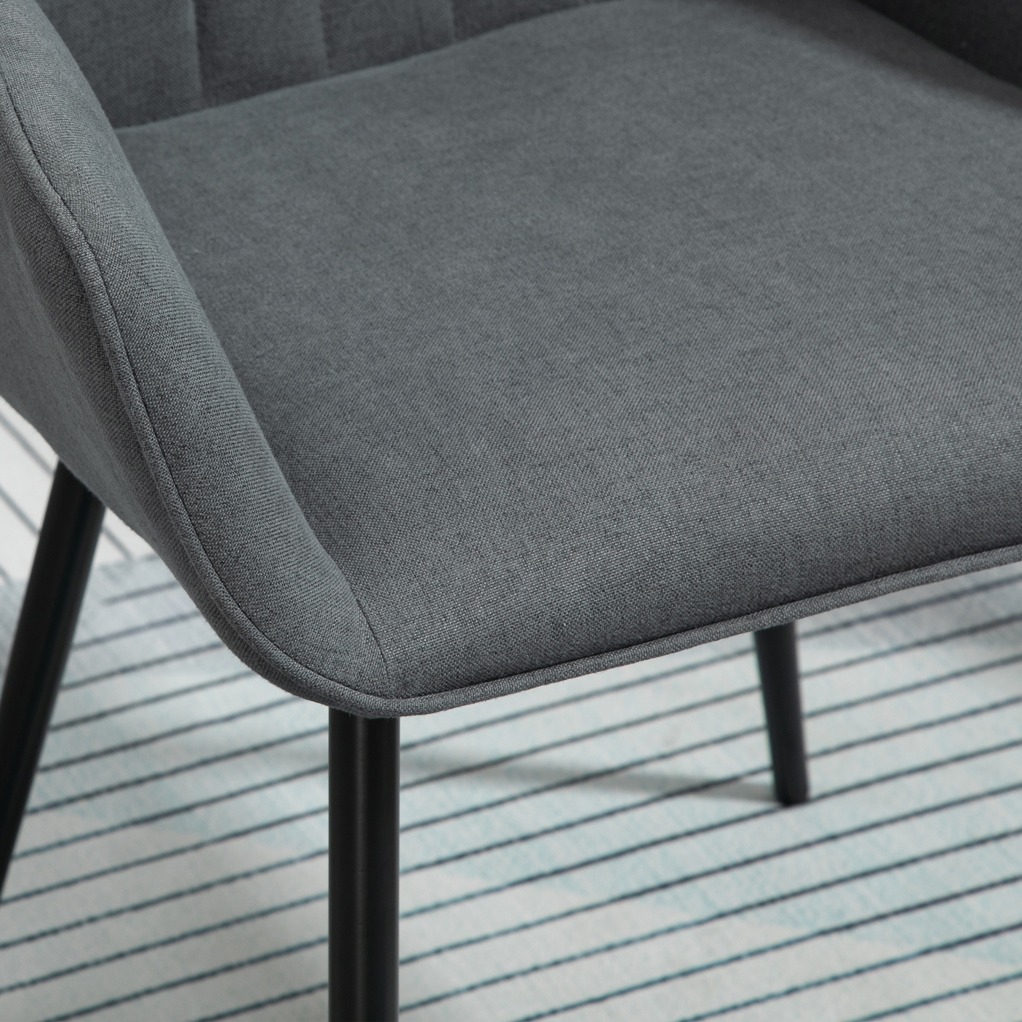 HOMCOM 6-Delige Set Eetkamerstoelen in Scandinavische Stijl met Linnen Bekleding - Donkergrijs