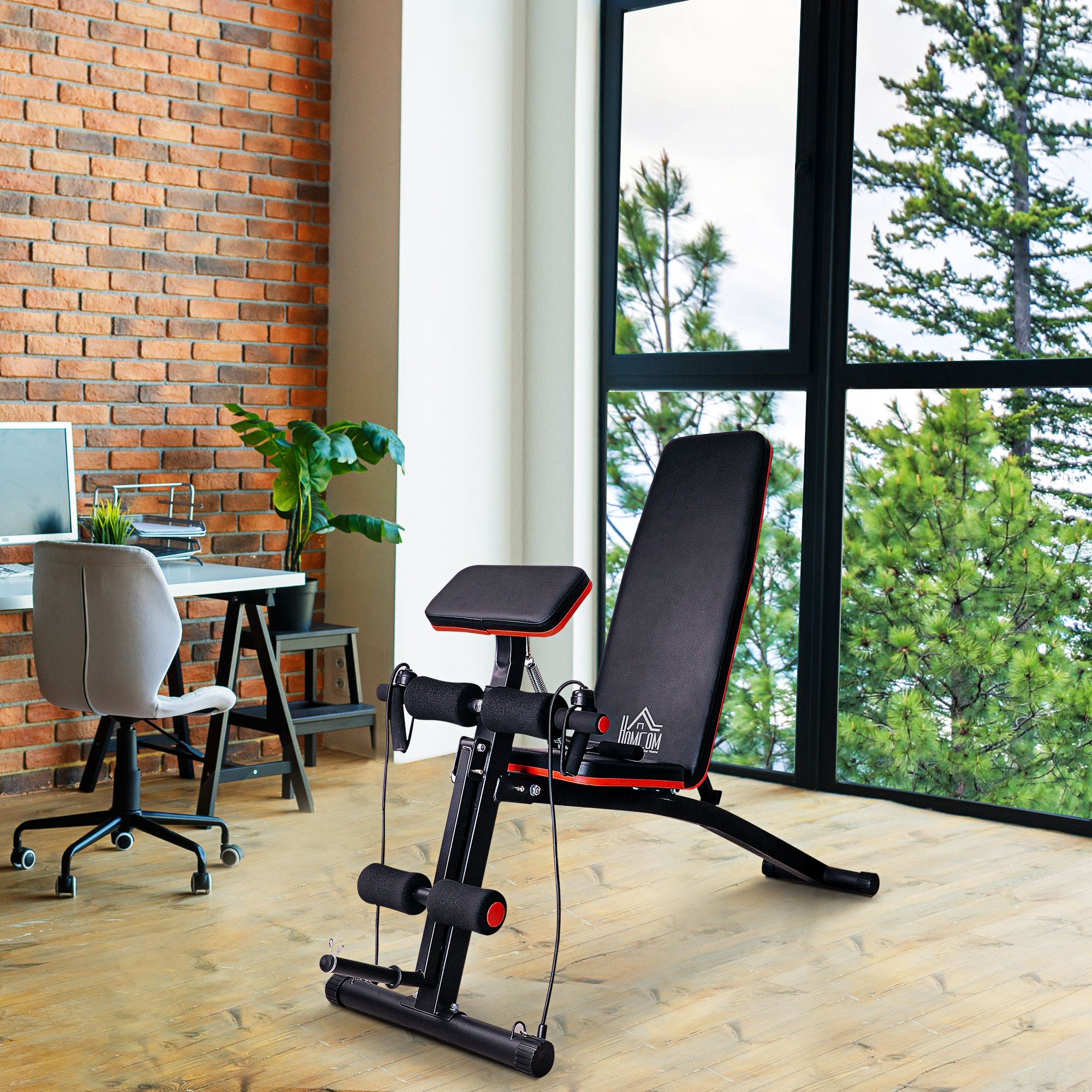 HOMCOM Multifunctionele halterbank krachtstation trainingsbank tot 120 kg zwart
