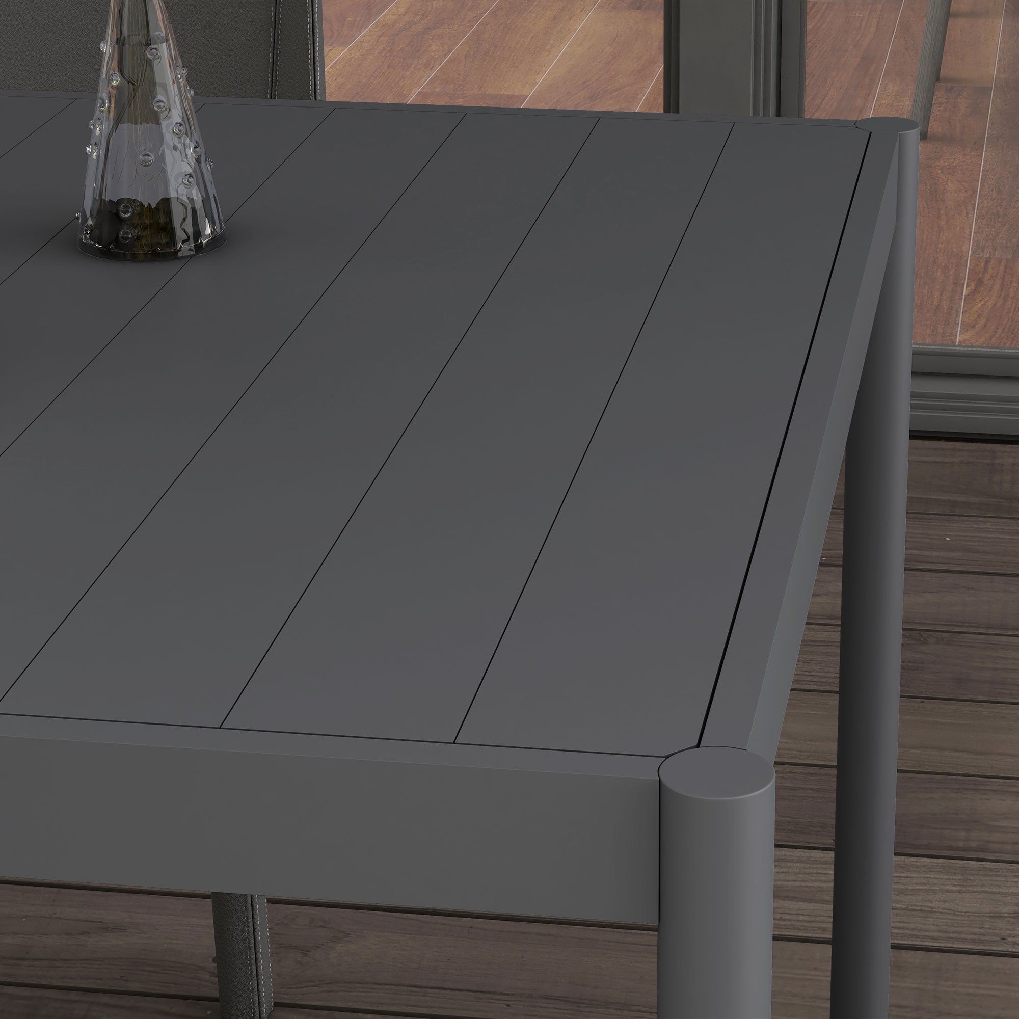 Outsunny Tuintafel Buitentafel, weerbestendig, Aluminium, 145 x 90 x 74 cm, Donkergrijs