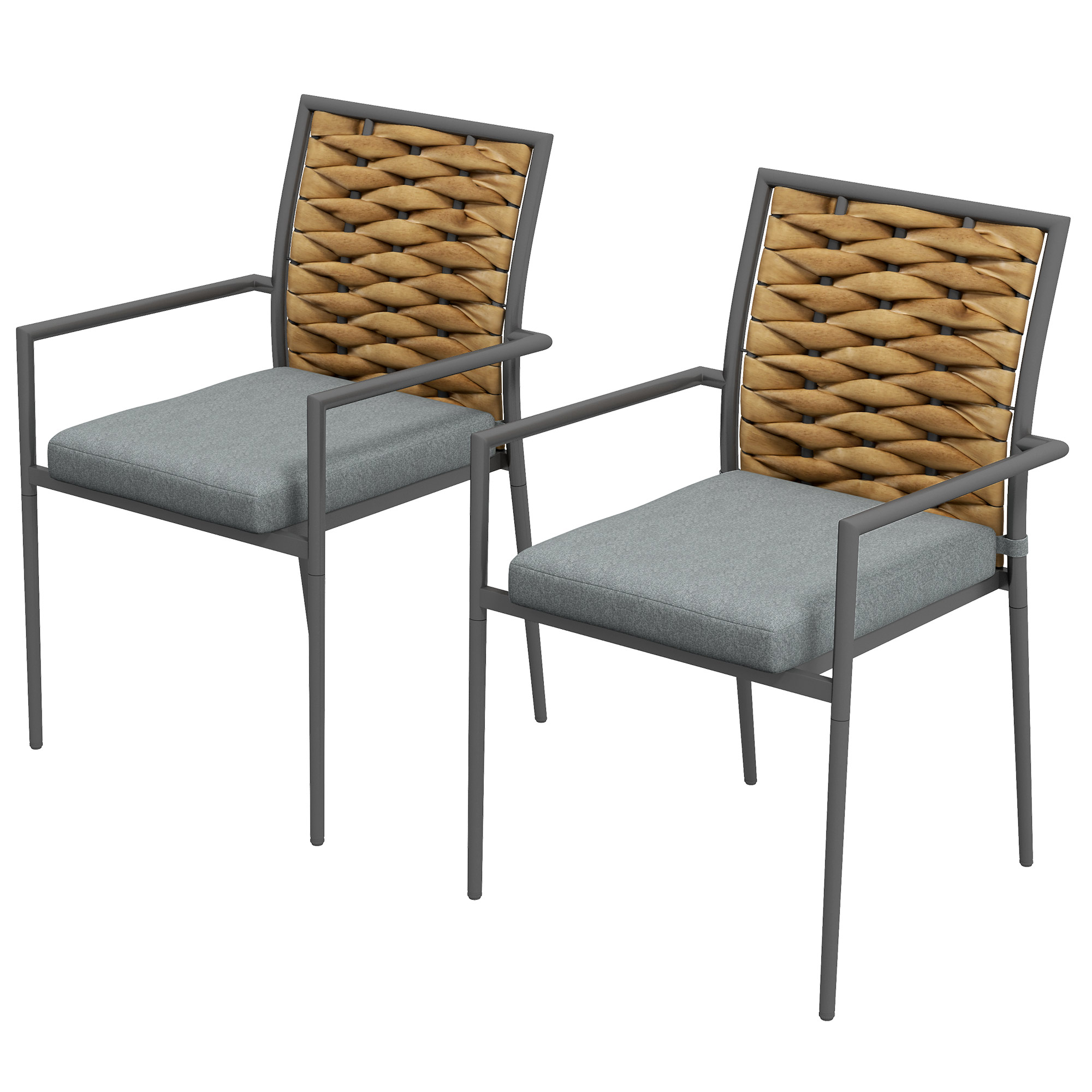 Outsunny Moderne Grijze Tuinstoelen - Weerbestendige Buitenstoelen voor Terras - Afmetingen 57 x 58 x 87cm