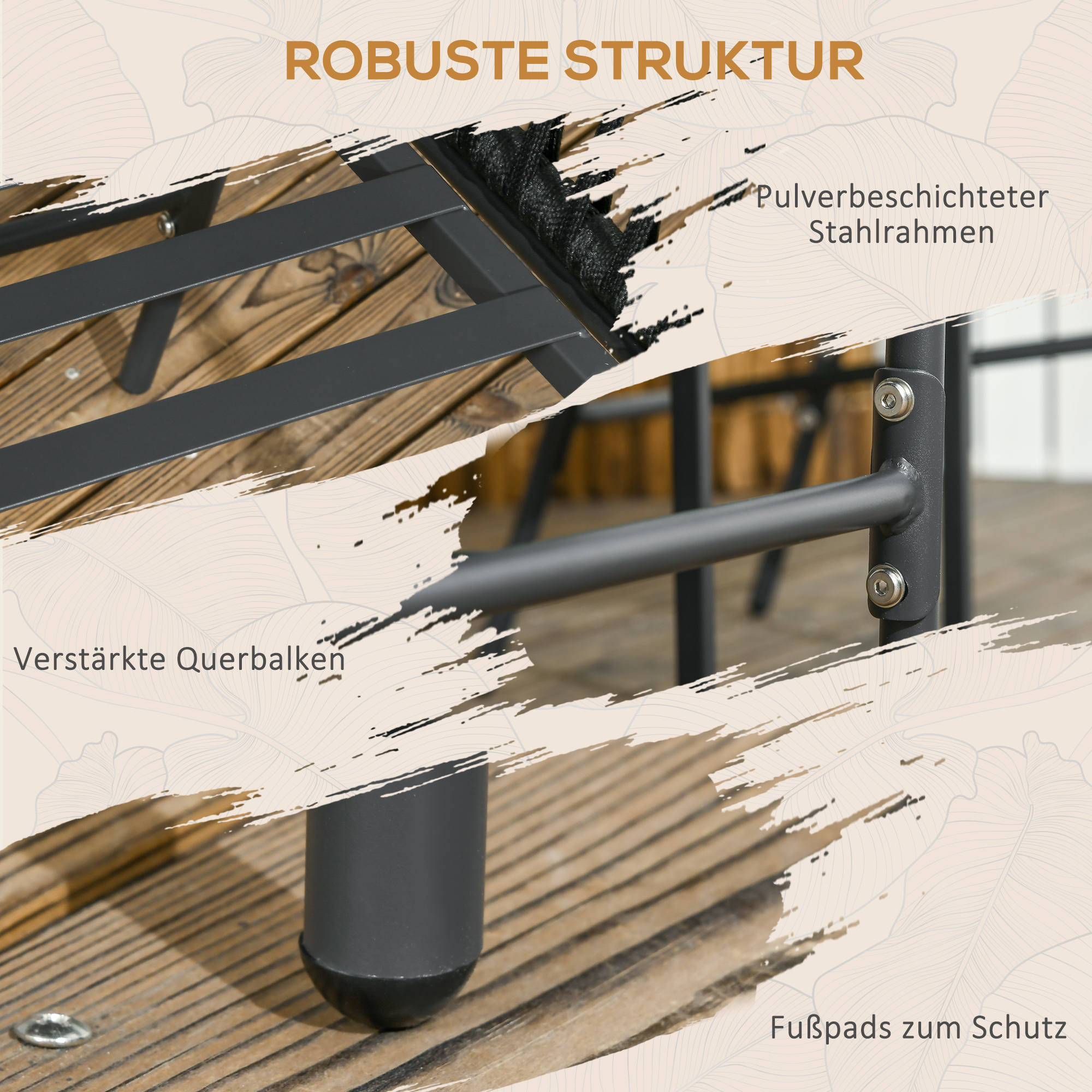 Outsunny Set van 2 Buitenkrukken, Boho-Design, Zit- en Rugkussens, Comfortabele Zitting, Metalen Frame, Donkergrijs