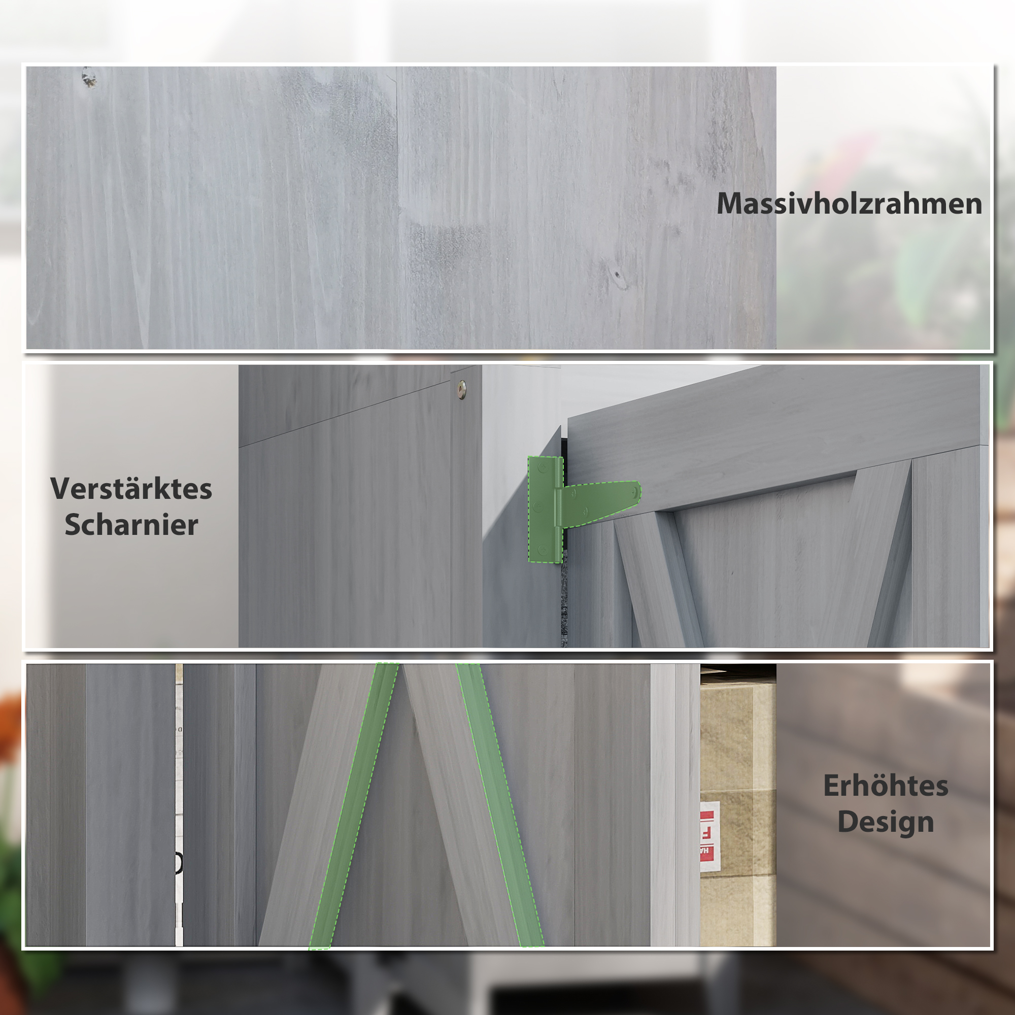 Outsunny Tuinschuur met Schuurdeur, Verstelbare Planken, Slank Ontwerp, Dennenhout, Lichtgrijs