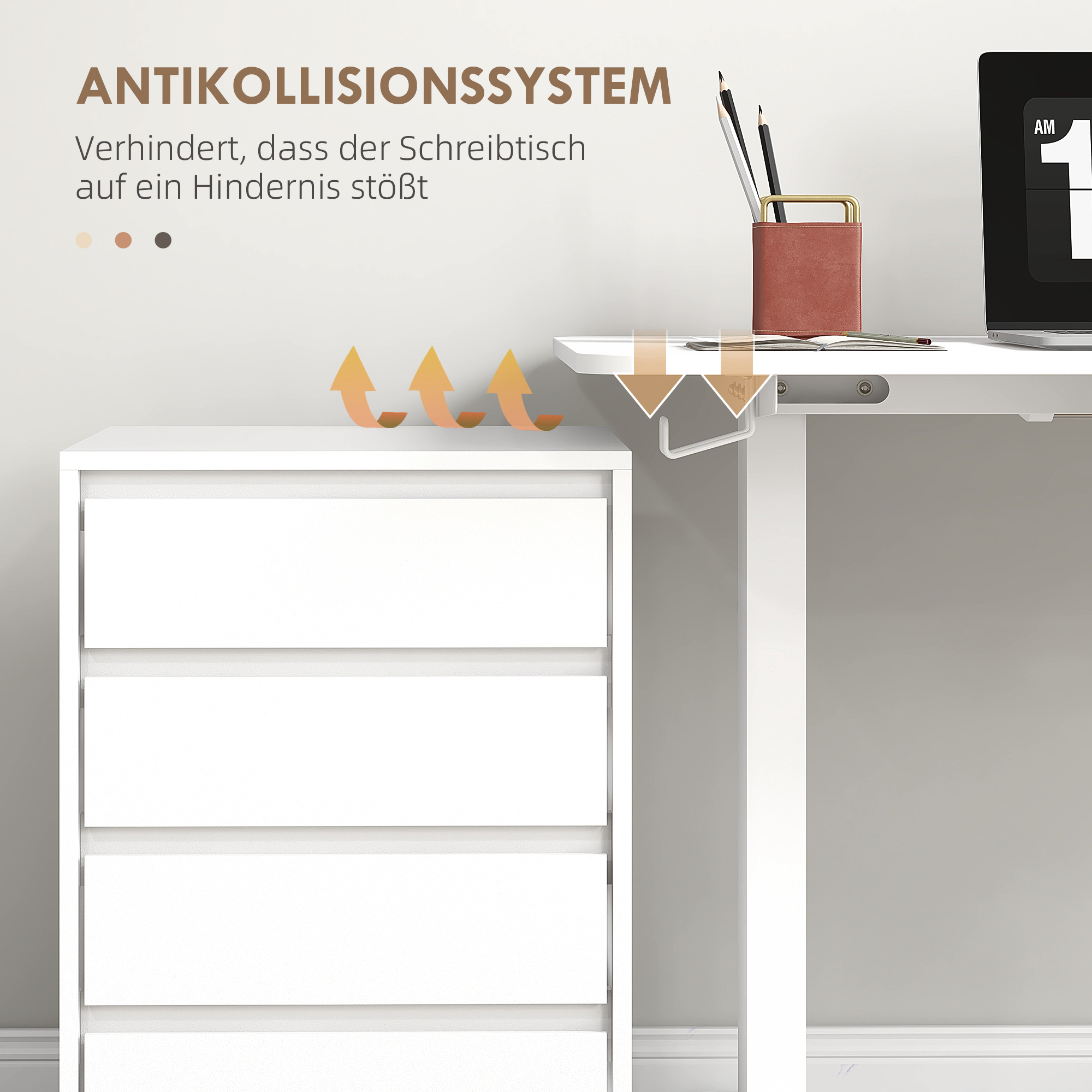 Vinsetto Sta-bureau, in hoogte verstelbaar, 120x60x72-116cm, Wit