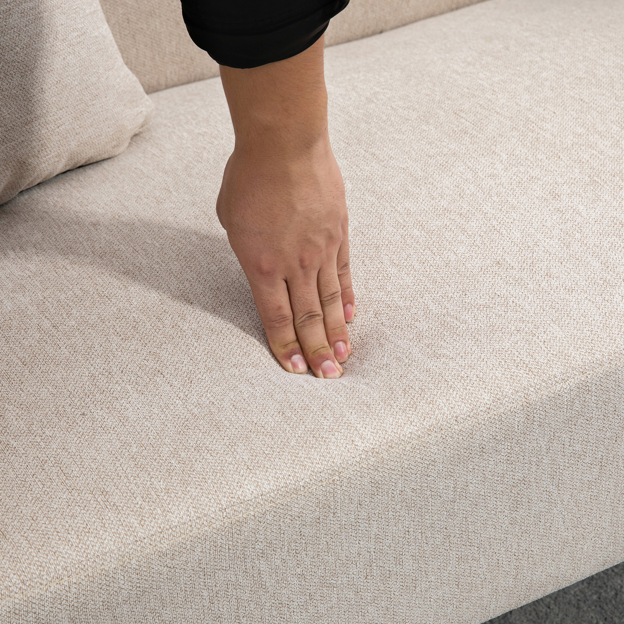 HOMCOM 2-zitsbank, Moderne Design Bank, inclusief 2 kussens, houten poten, 130 x 70 x 80 cm, Crème