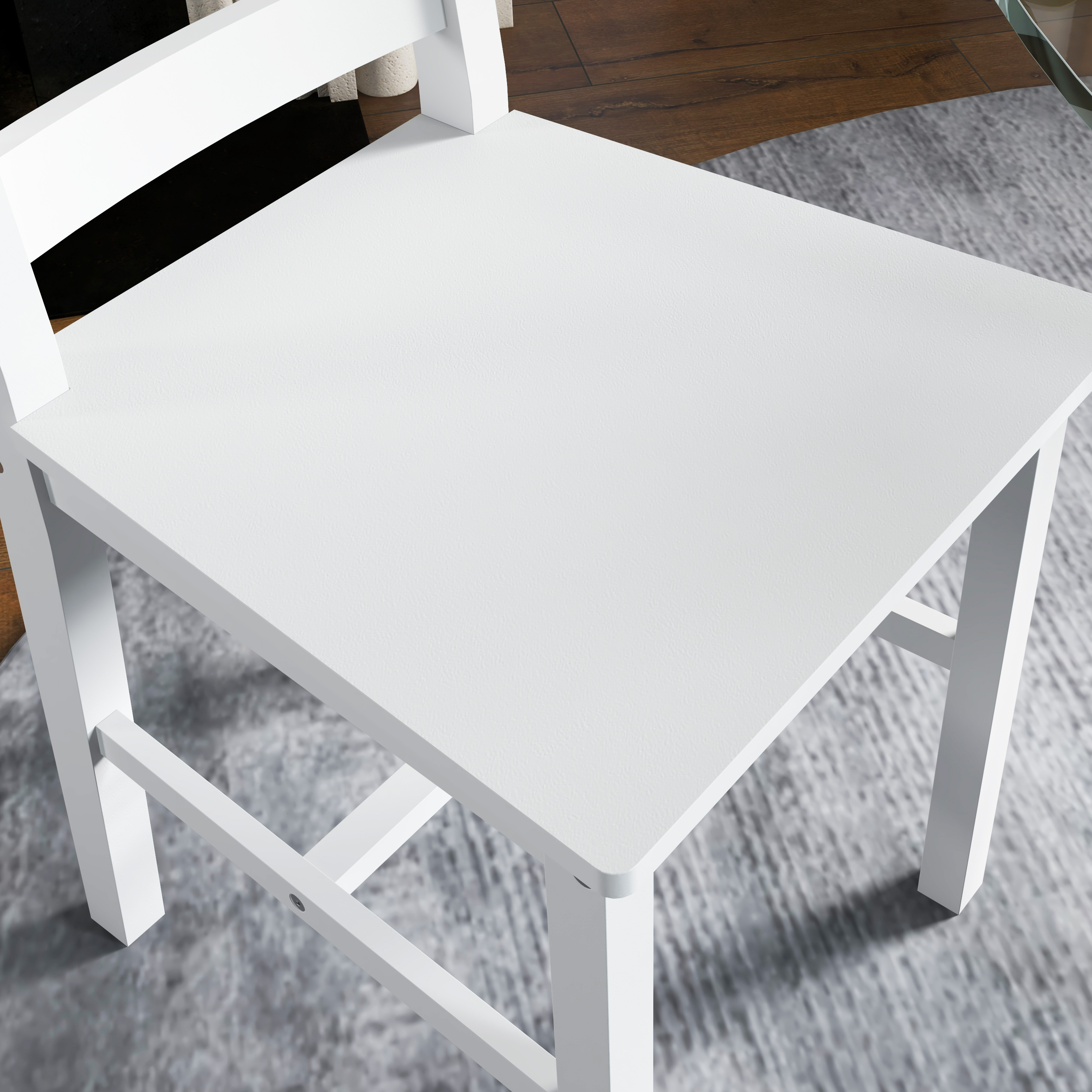 HOMCOM Eetkamerstoelen 2-delige set, Houten keukenstoel met lattenrugleuning, Antislip 41,5 x 46 x 90 cm Wit