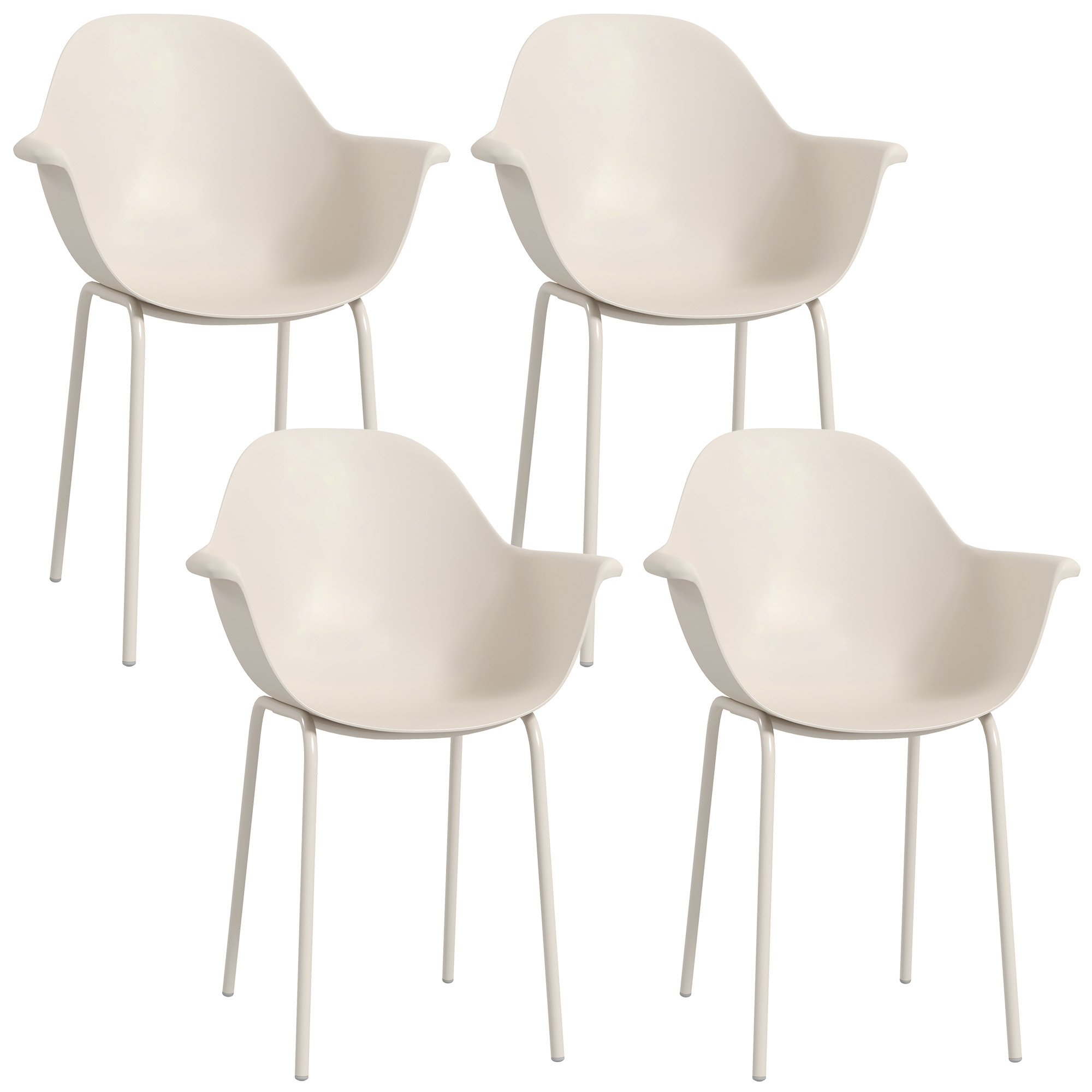 Outsunny 4-delige set tuinstoelen, buitenstoelen, tuinstoel, modern design, 59 cm x 55 cm x 84 cm, grijs