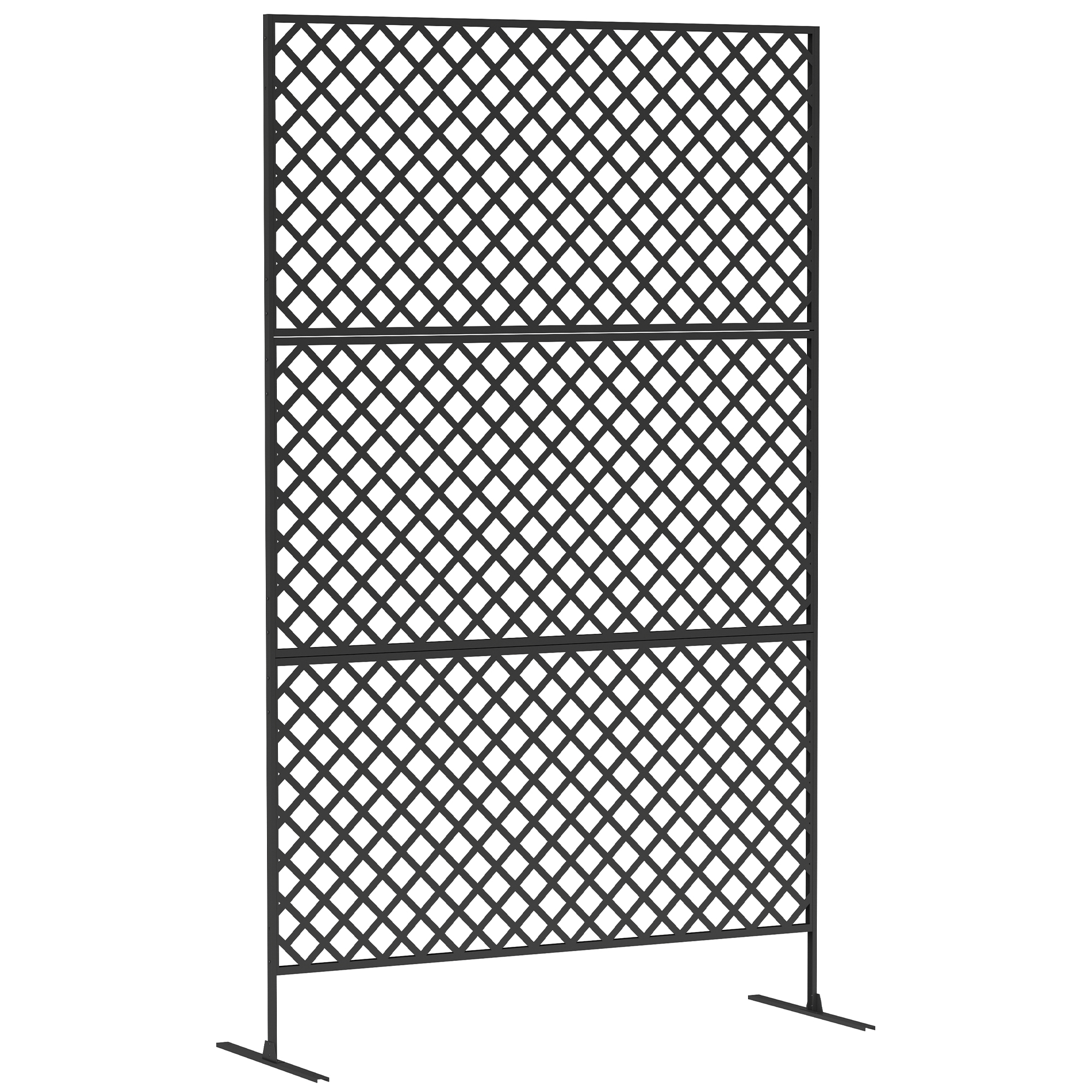 Outsunny Buitenruimteverdeler, Metalen Schermmuur voor Terras, Veranda, Tuin, Vrijstaand Klimrek, Staal, Zwart