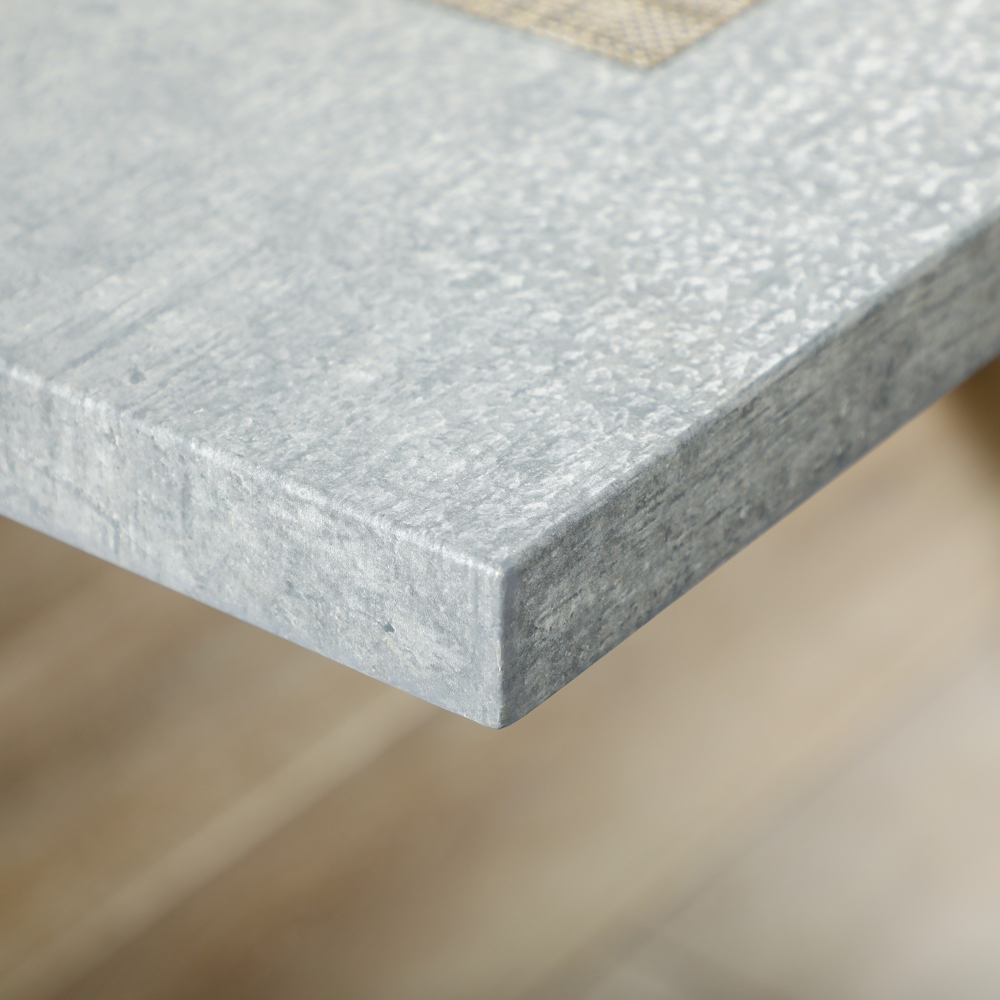 HOMCOM Eettafel, keukentafel, tafelblad met steeneffect, stalen poten, 140 x 80 x 76 cm