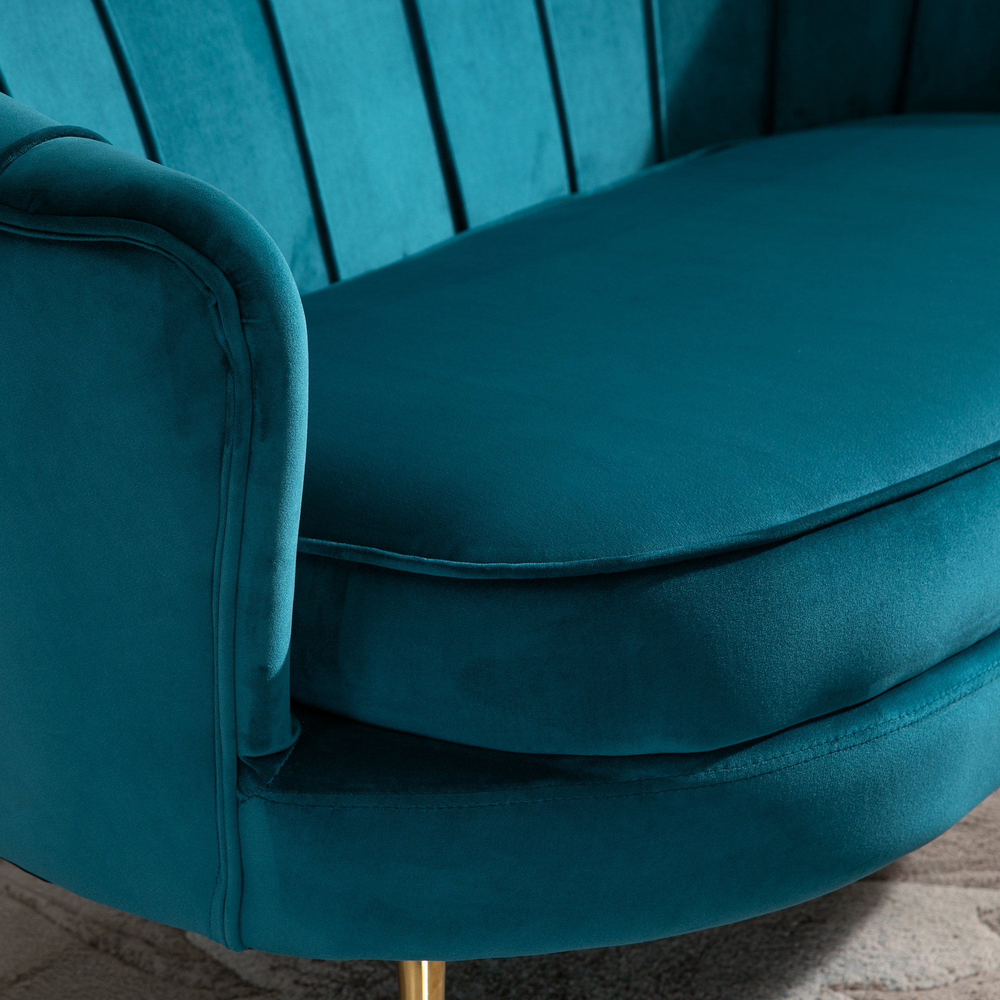 HOMCOM Tweezitsbank, Sofa, Gepolsterde Bank, Samtlook, Dubbelzitbank, tot 150 kg belastbaar, 130 x 77 x 77 cm, Donkergroen