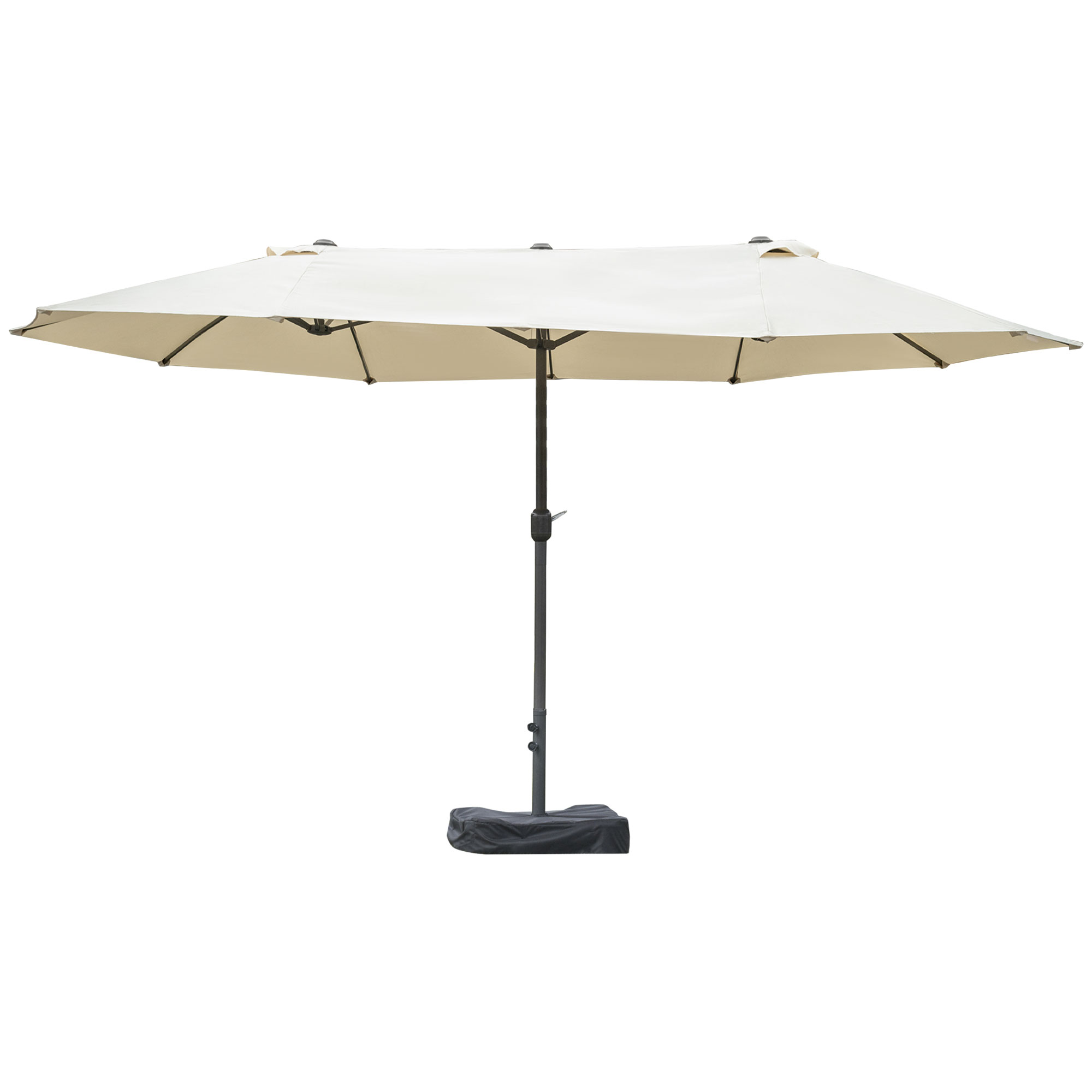 Outsunny dubbele parasol met paraplubak, crèmewit, 4,6 x 2,7 cm