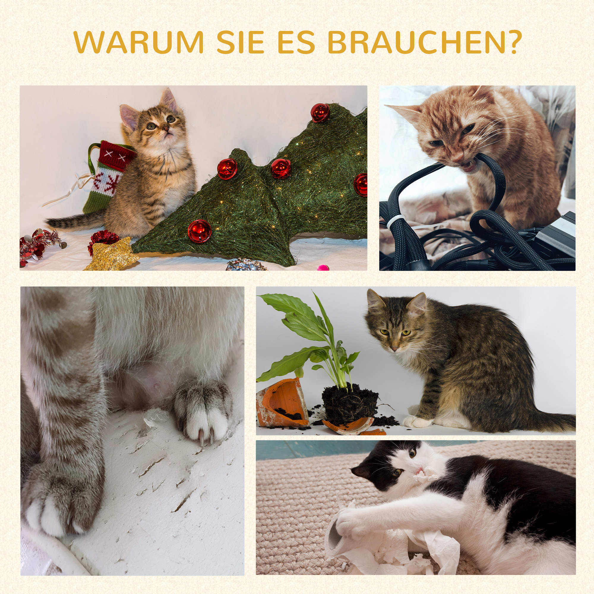 PawHut kattenboom met kattengrot, hangmat en 3 krabpalen 60 cm x 40 cm x 115,5 cm lichtgrijs