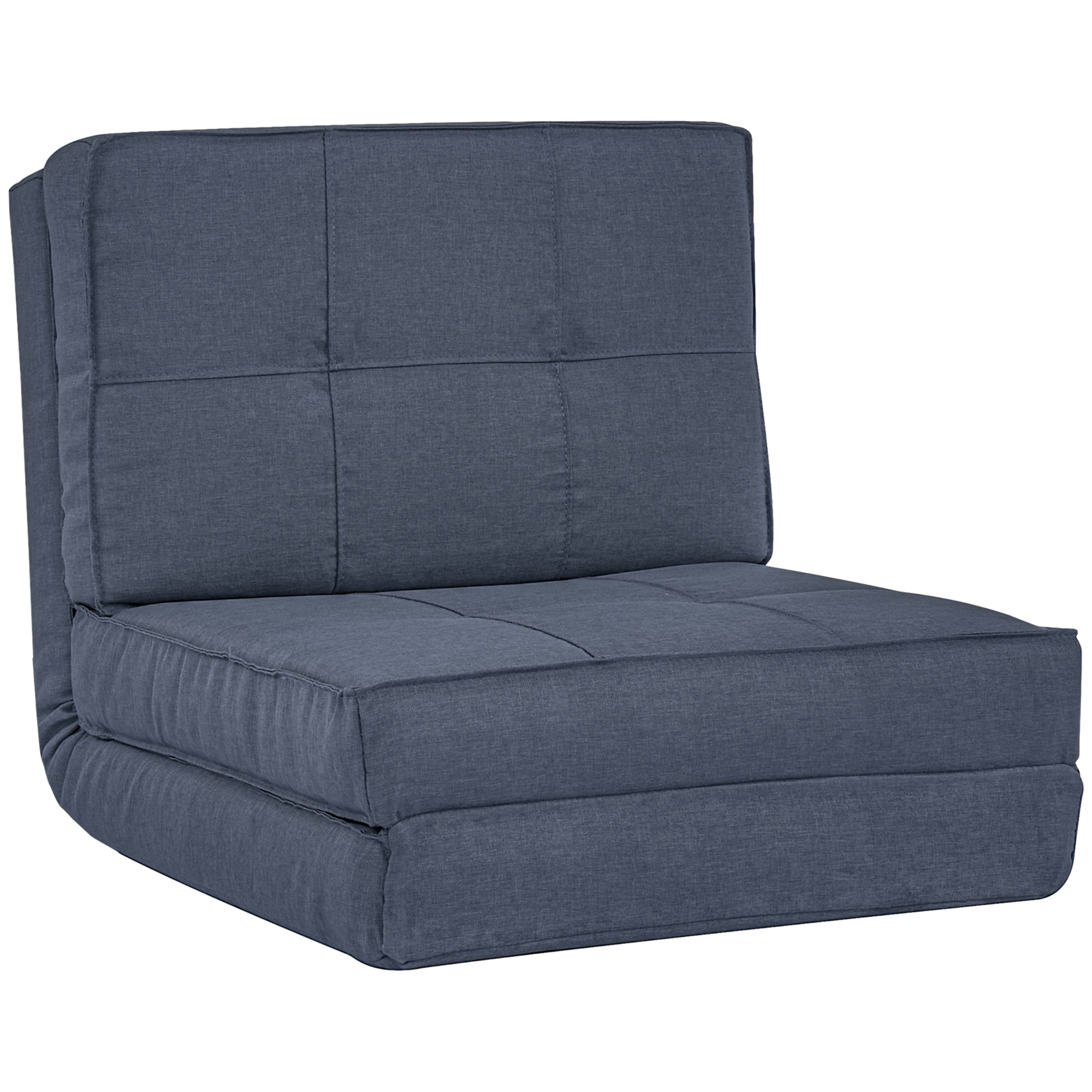 HOMCOM 3-in-1 vloerbank, opvouwbaar, linnen look, donkerblauw, 61 x 73 x 58 cm