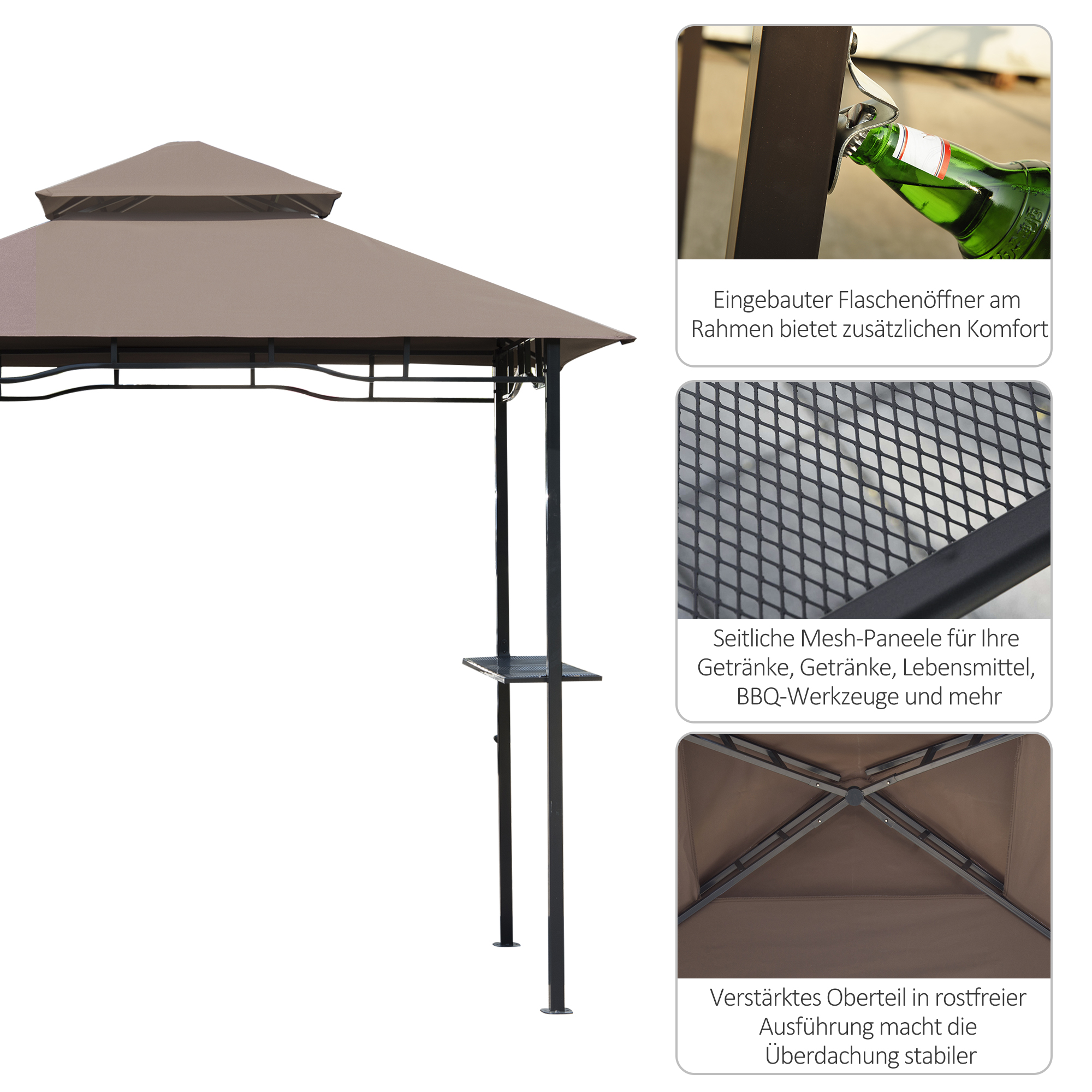 Barbecuepaviljoen barbecuetent tuintent balkon barbecue paviljoen dubbel dak staal