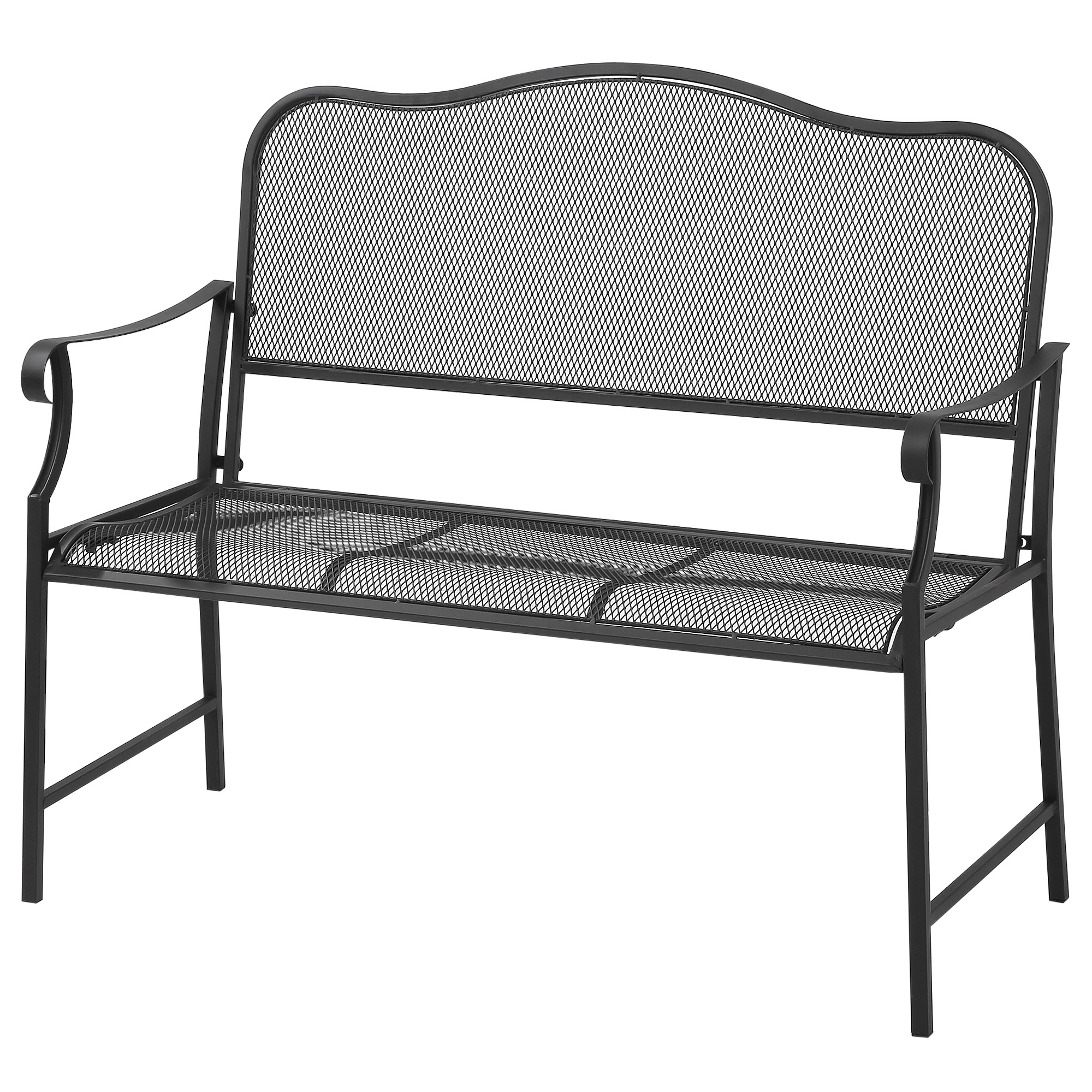 Outsunny Nostalgische Metalen Tuinbank, 2-zits, Weerbestendig, Zwart, 113 cm x 58 cm x 98 cm