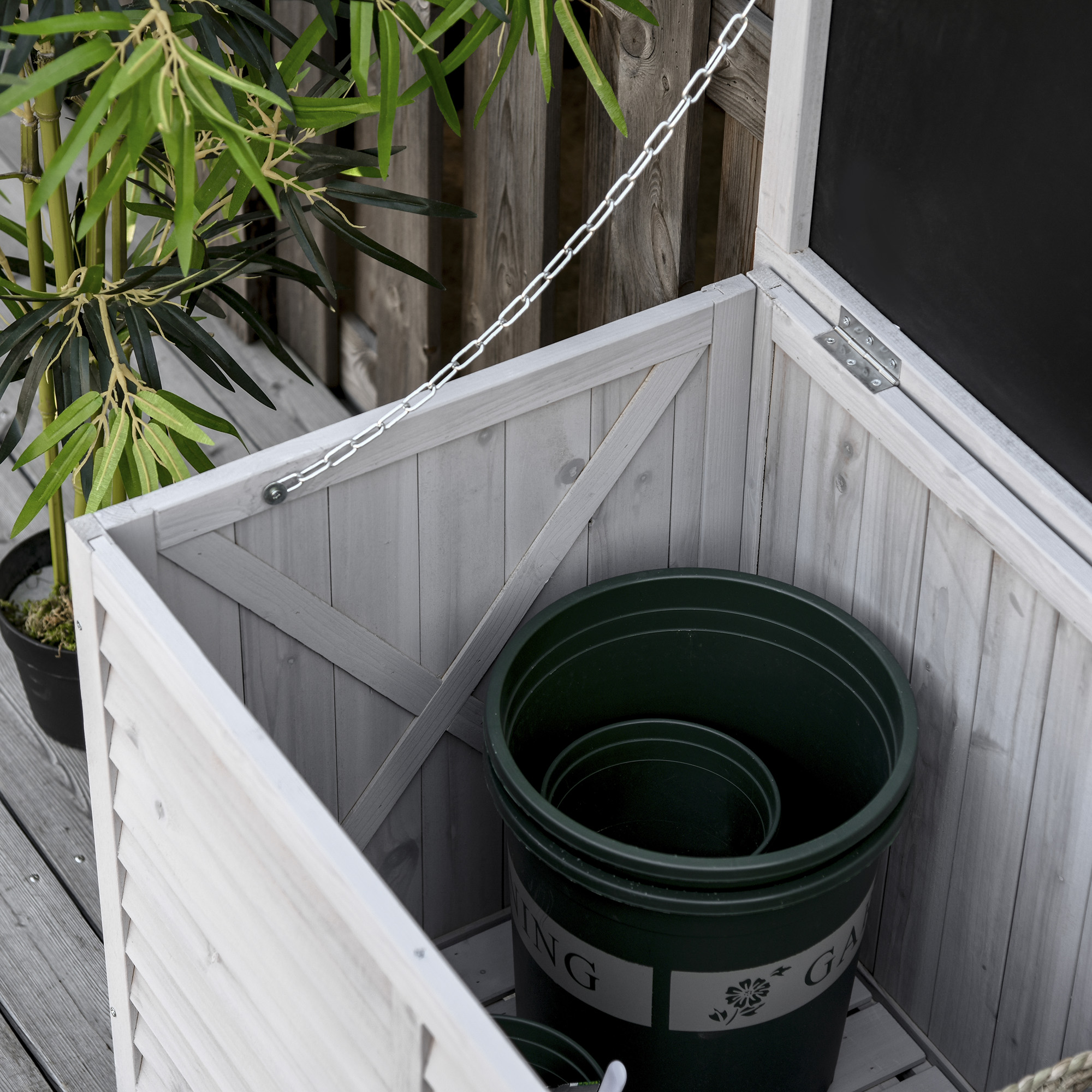 Outsunny tuinkast vurenhout 127 cm x 56 cm x 60 cm