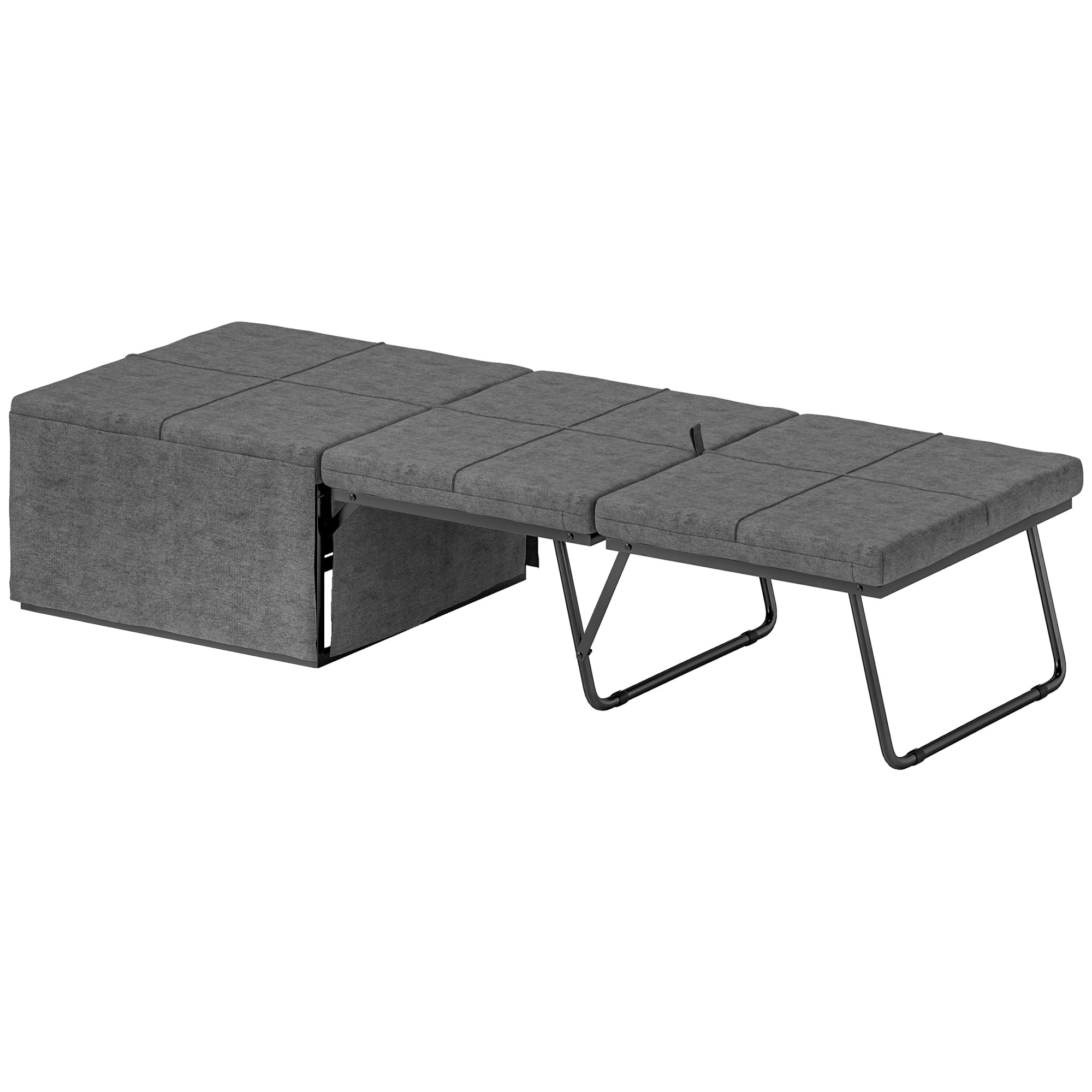 HOMCOM Opklapbaar Bed, met Matras en Stofhoes, 190 x 69 x 38,5 cm, Grijs