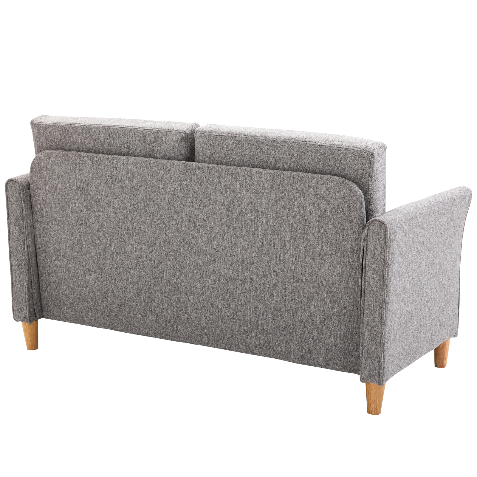 HOMCOM® tweezitsbank | Afneembare kussens | Linnen, schuimstof, rubberhout | Lichtgrijs | 141 x 65 x 78 cm | Aosom.de