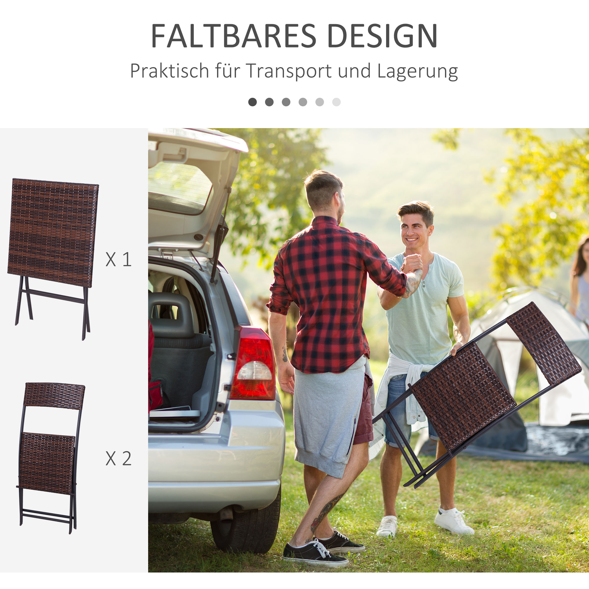 Outsunny 3-delig poly-rotan Bistro zitgroep tafel-stoel set tuinset tuinmeubels