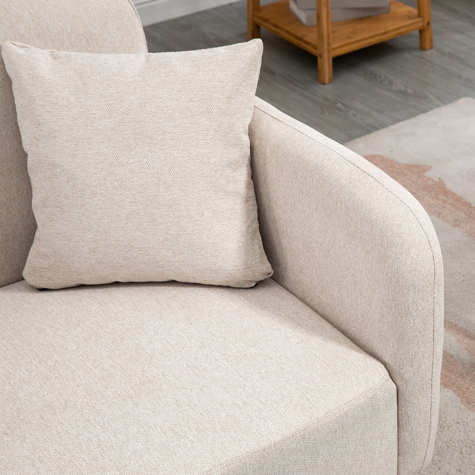 HOMCOM 2-zitsbank, Moderne Design Bank, inclusief 2 kussens, houten poten, 130 x 70 x 80 cm, Crème