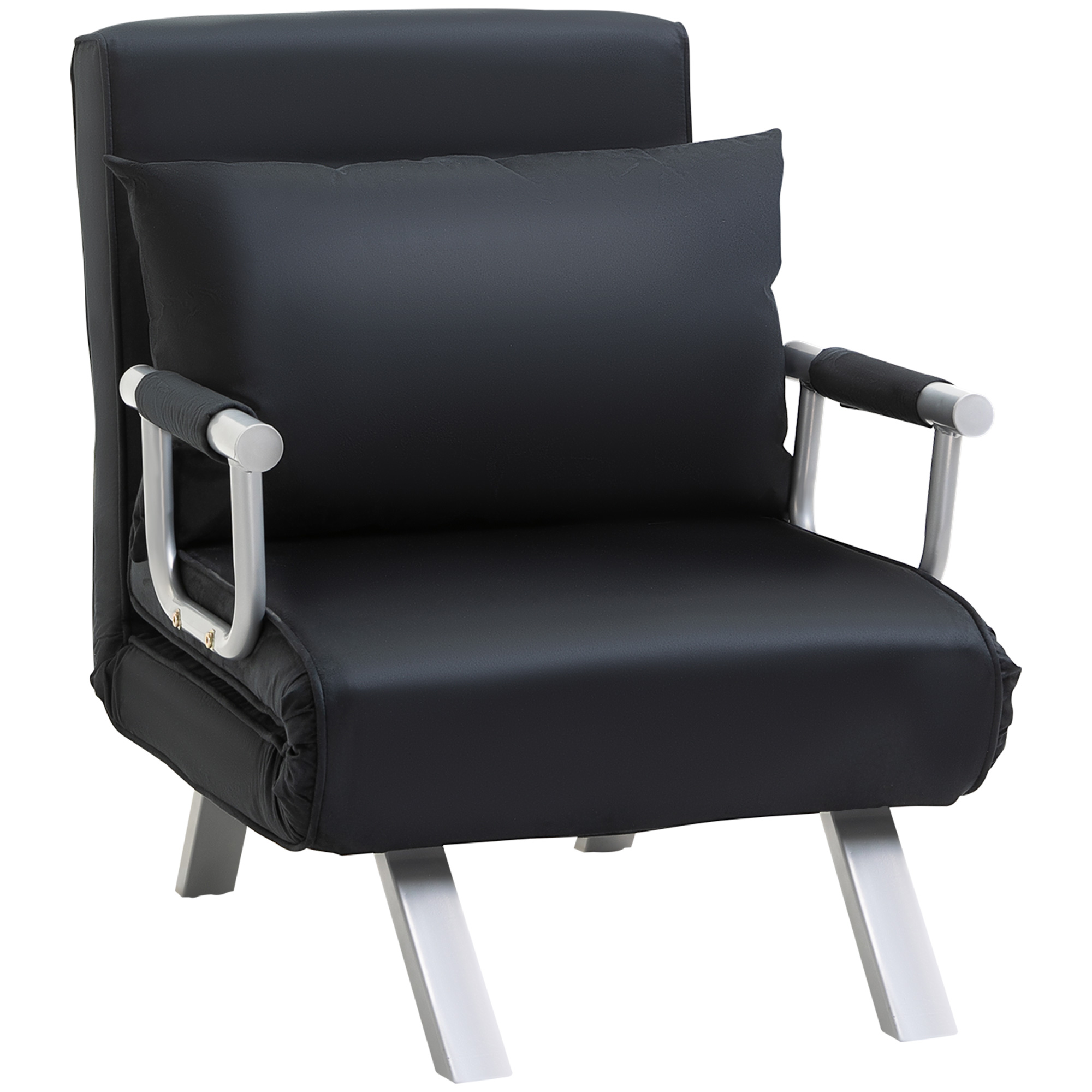 HOMCOM 3-in-1 slaapbank, logeerbed, fauteuil inclusief kussens, zwart