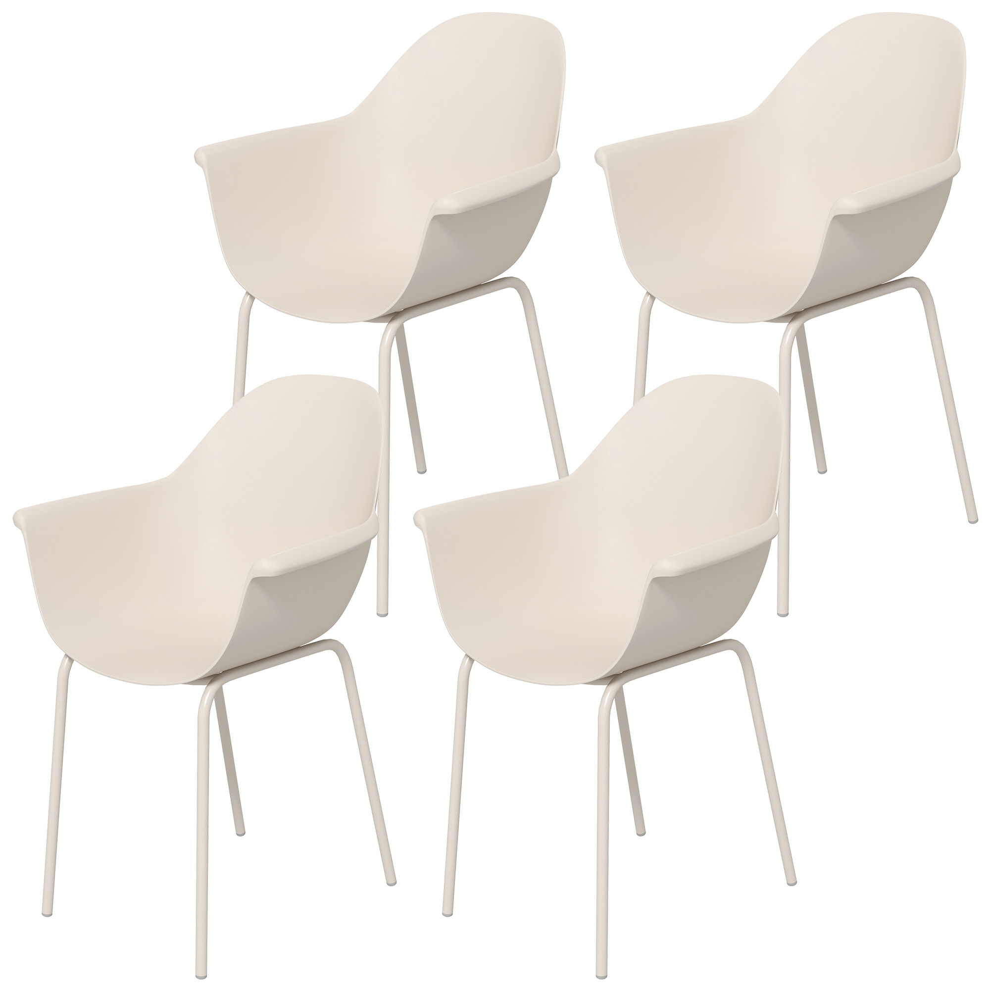 Outsunny 4-delige set tuinstoelen, buitenstoelen, tuinstoel, modern design, 59 cm x 55 cm x 84 cm, grijs