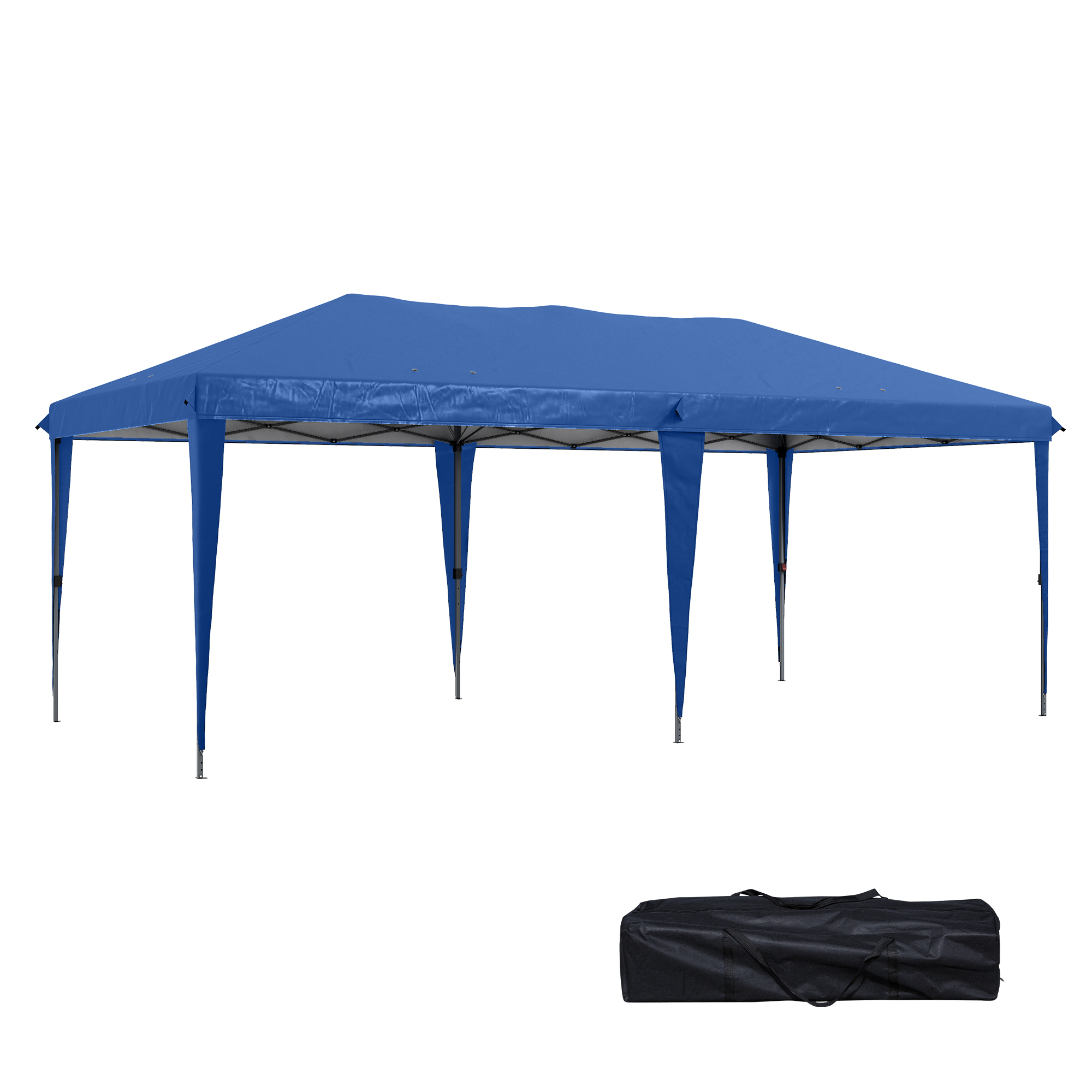 Outsunny Faltpaviljoen Tuinpaviljoen Partytent, inklapbaar, weerbestendig, 5,9 m x 2,95 m x 2 m, Blauw