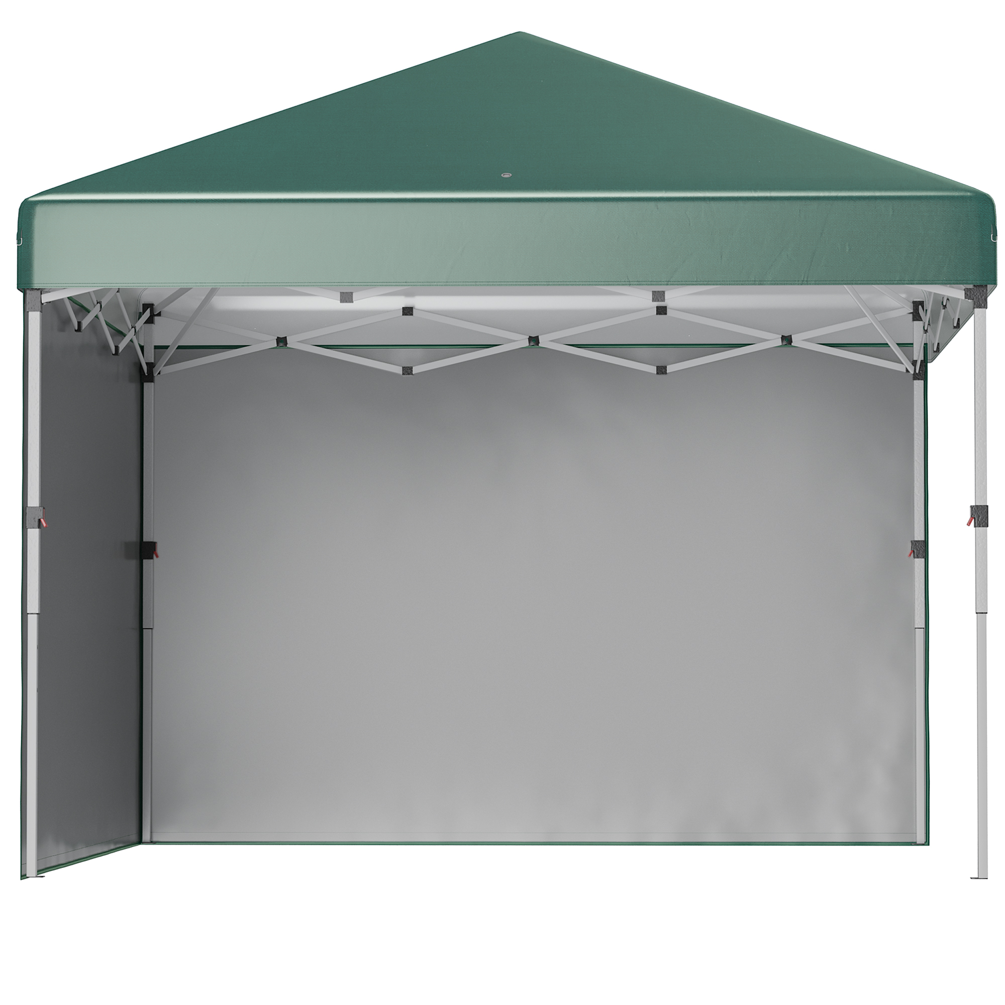 Outsunny Opvouwbare Paviljoen, 2 Zijwanden, Hoogteverstelbaar, Inclusief Transporttas, Roestvrij Stalen Frame, 3 x 3 m, Groen
