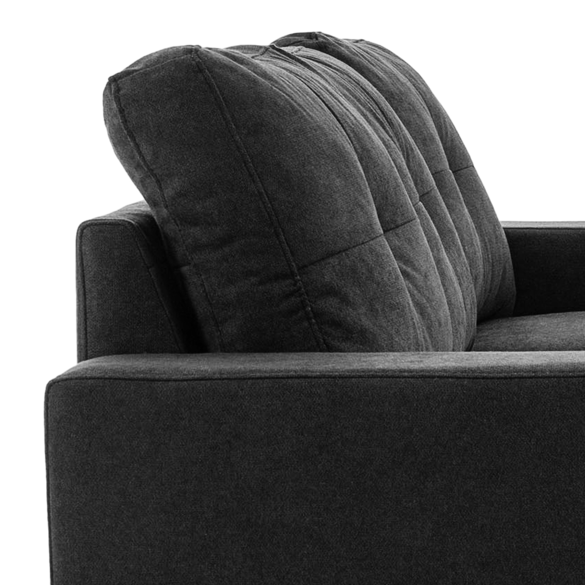HOMCOM 3-zits hoekbank, linnenlook, omkeerbare chaise longue, 193x136x85 cm, zwart