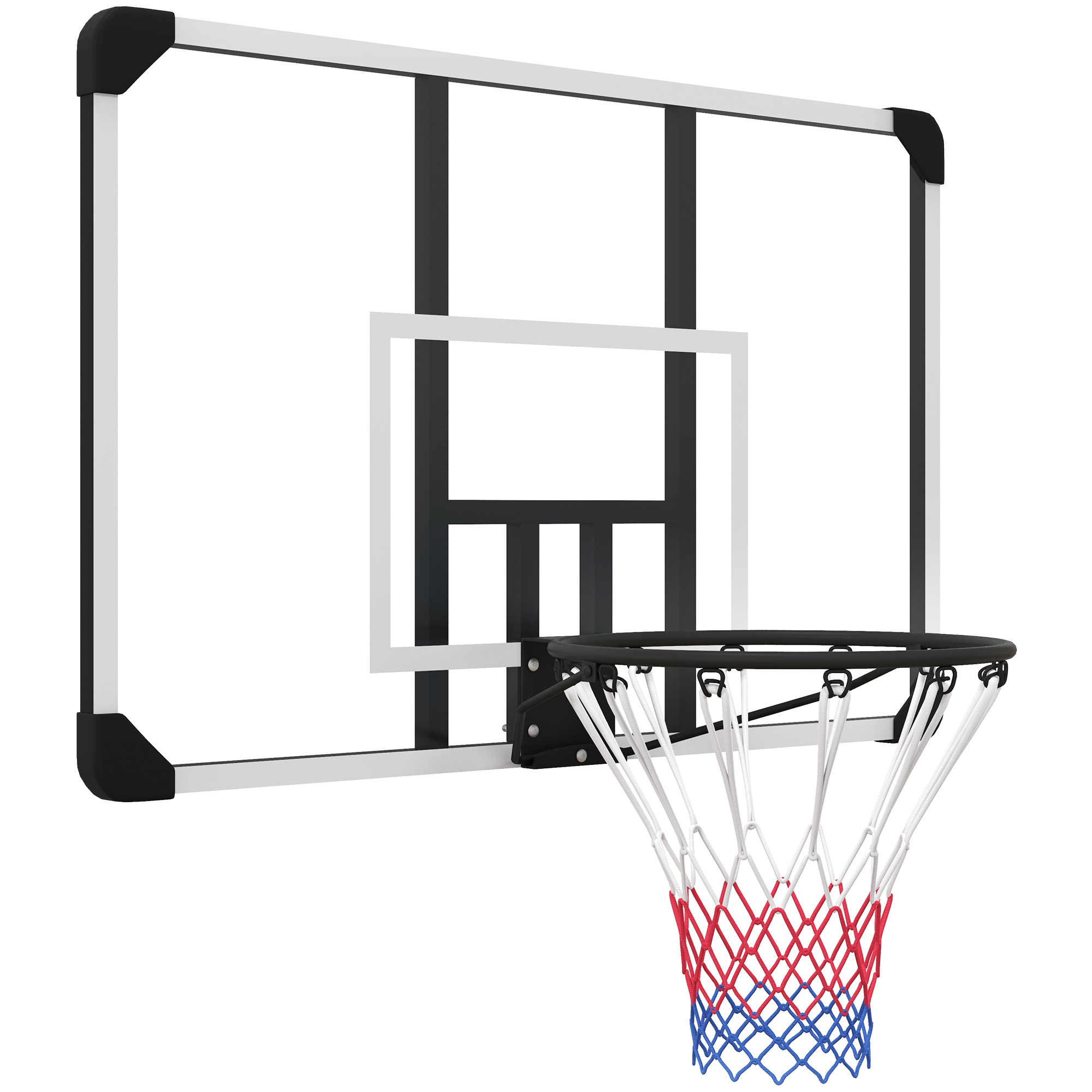 SPORTNOW Basketbalring, Onbreekbare Achterwand, In Hoogte Verstelbaar, Indoor & Outdoor, Stalen Frame, Zwart