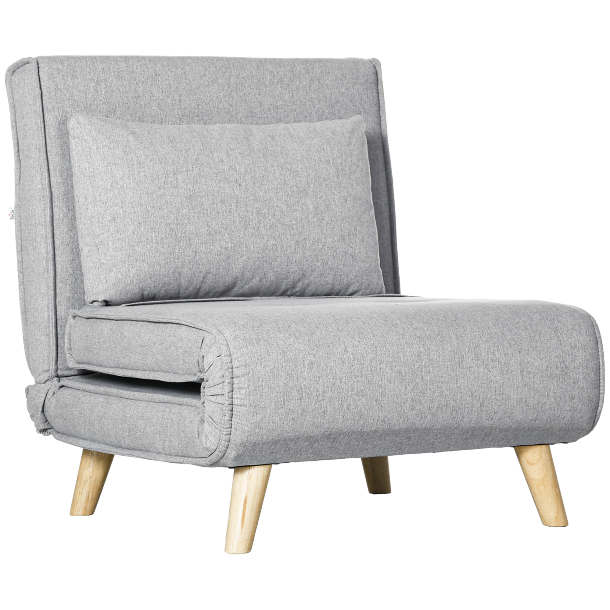 HOMCOM Slaapfauteuil, 6-traps verstelbare leuning, Linnenlook, tot 150 kg, Lichtgrijs