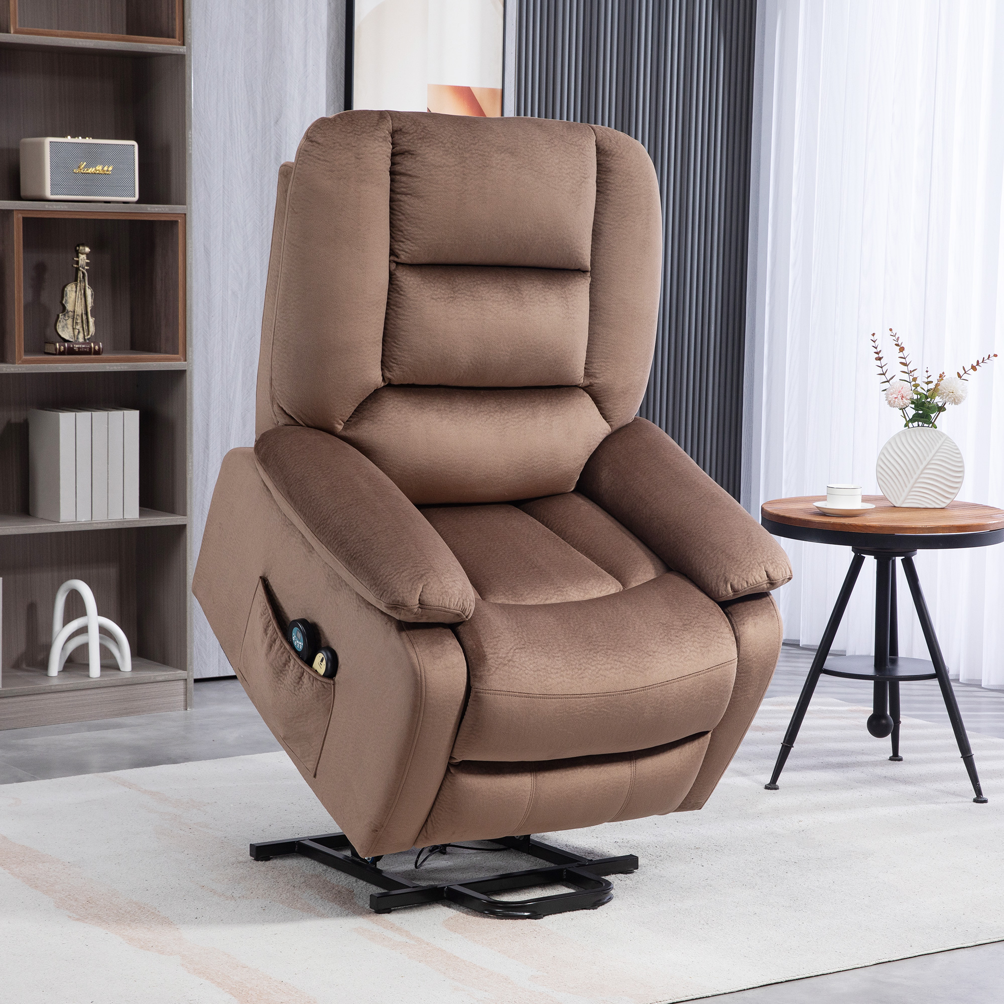 HOMCOM Opstastoel met Massagefunctie, 90x93x110cm, Bruin