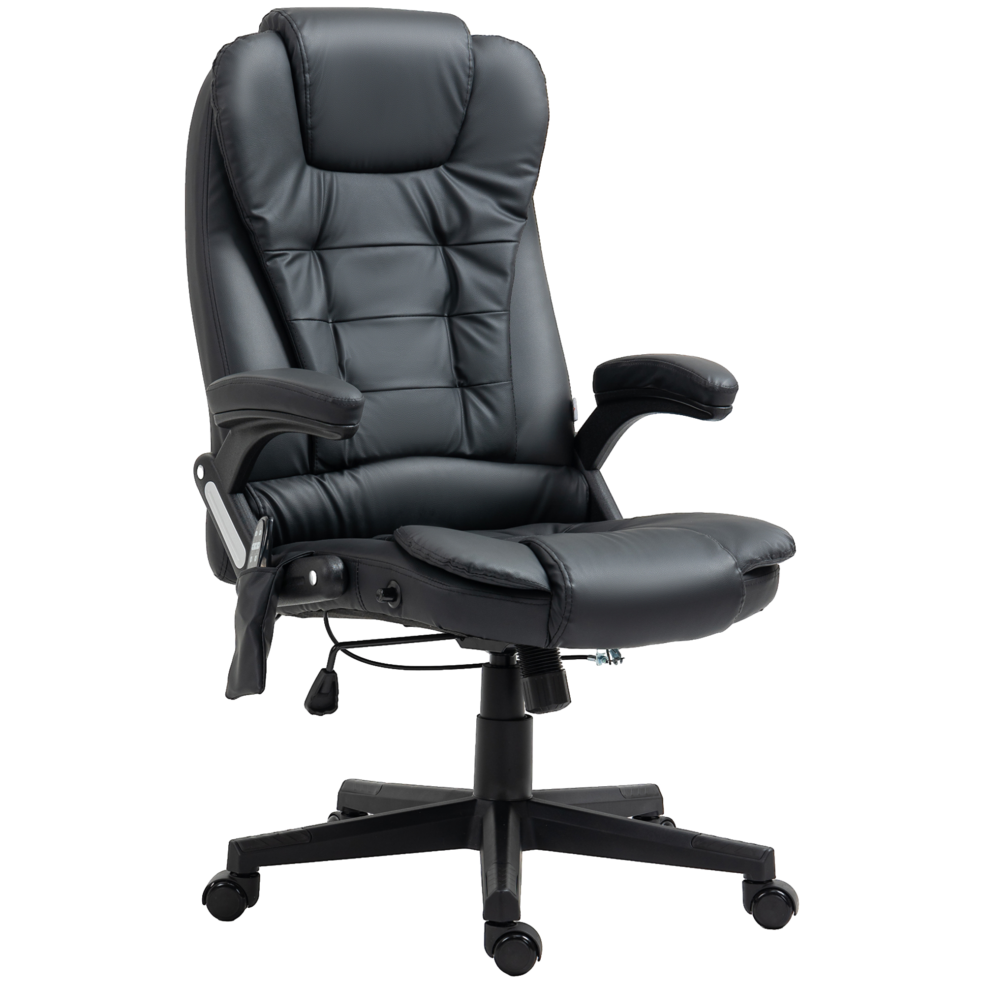 HOMCOM® directiestoel met massagefunctie bureaustoel kantoorstoel gaming stoel massagestoel met warmtefunctie vibratie op 6 punten draaibaar zwart