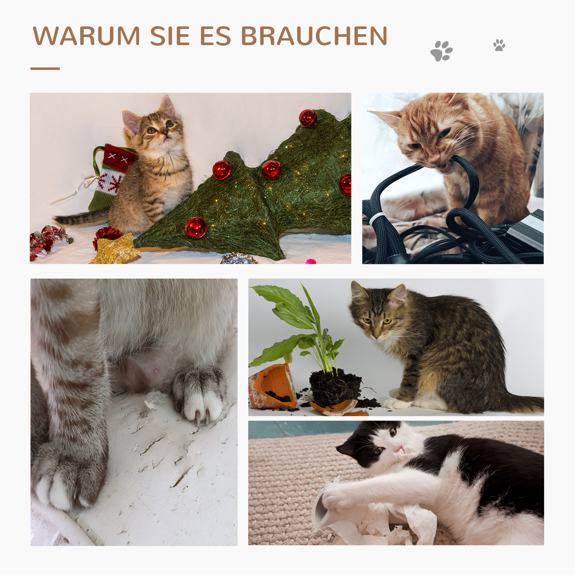 PawHut krabpaal kattenboom klimboom met sisalpalen stabiel met grotten speelballen speelsisal hoogte 95 cm spaanplaat sisal fluweelzacht polyester PE naturel + beige 55 x 47 x 95 cm