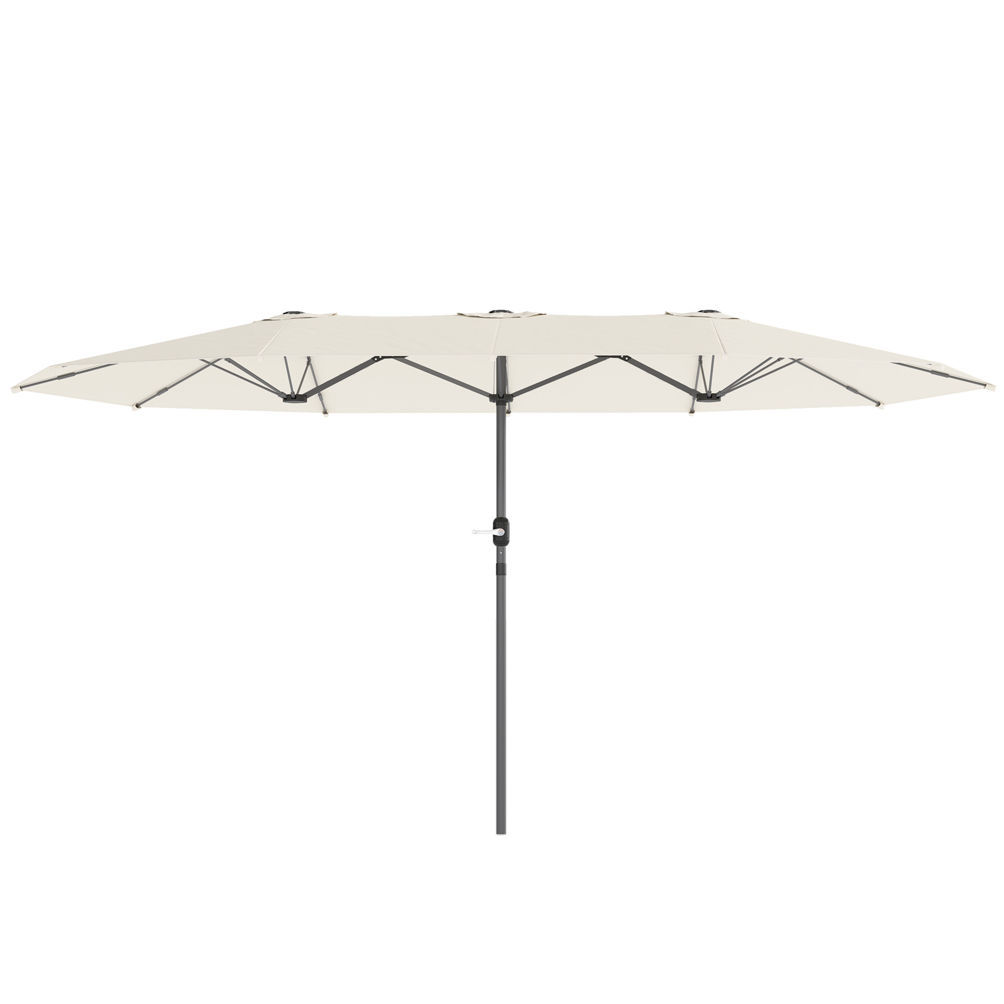Outsunny Dubbelzijdige Parasol 436 x 260 cm met UV-bescherming en Handzwengel, Beige