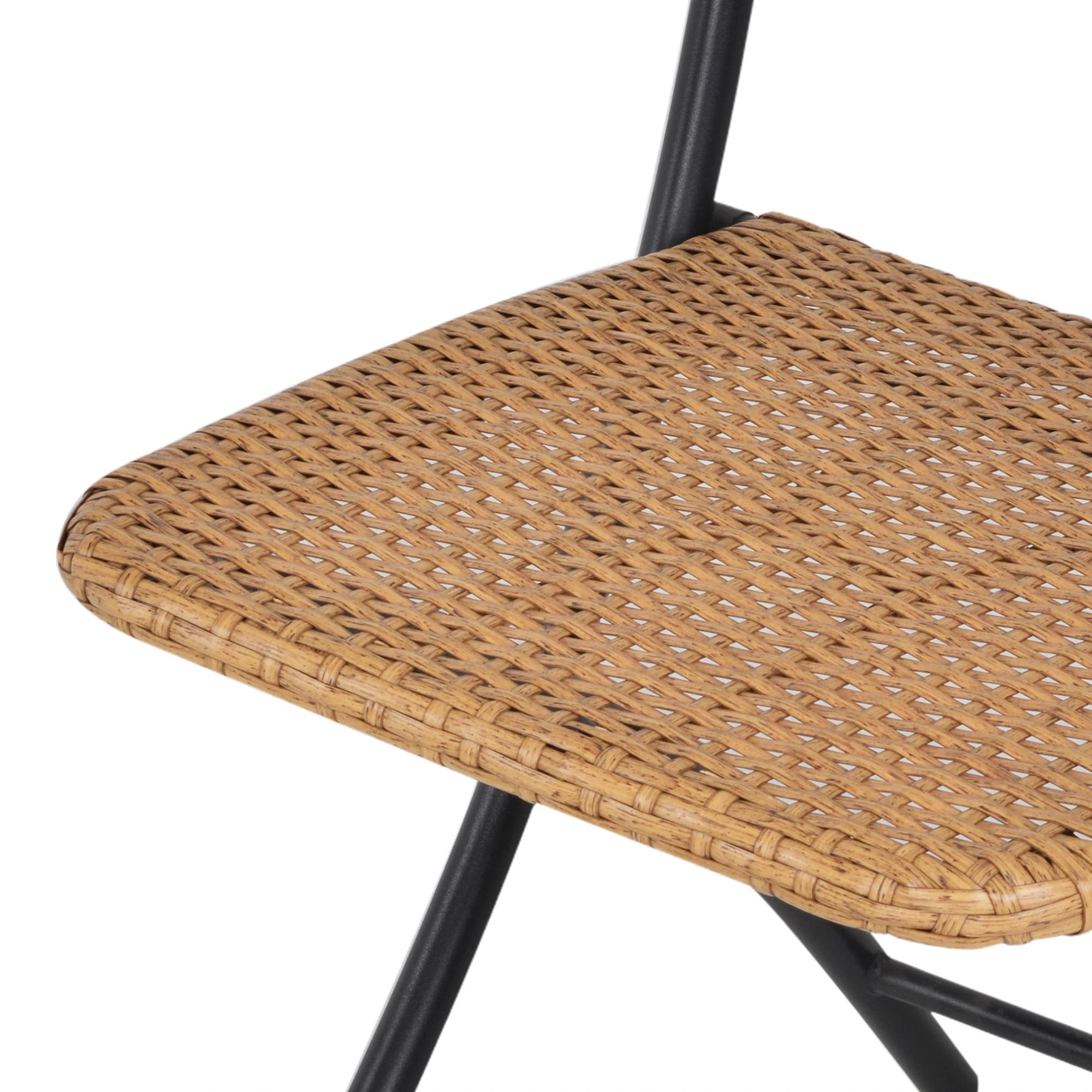 Outsunny 3-delige poly-rotan zitgroep bistroset balkonset inklapbaar tuin natuur