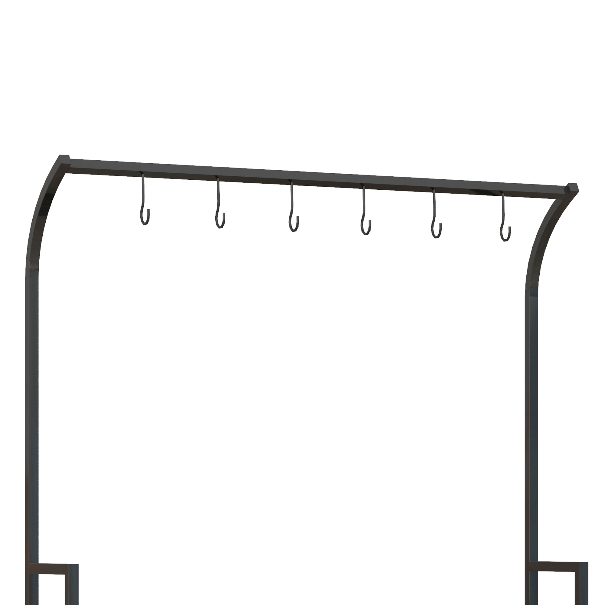Outsunny Bloemenstandaard, 3 niveaus, 6 haken, voor binnen en buiten, metalen frame, 170H x 110L x 50B cm, zwart