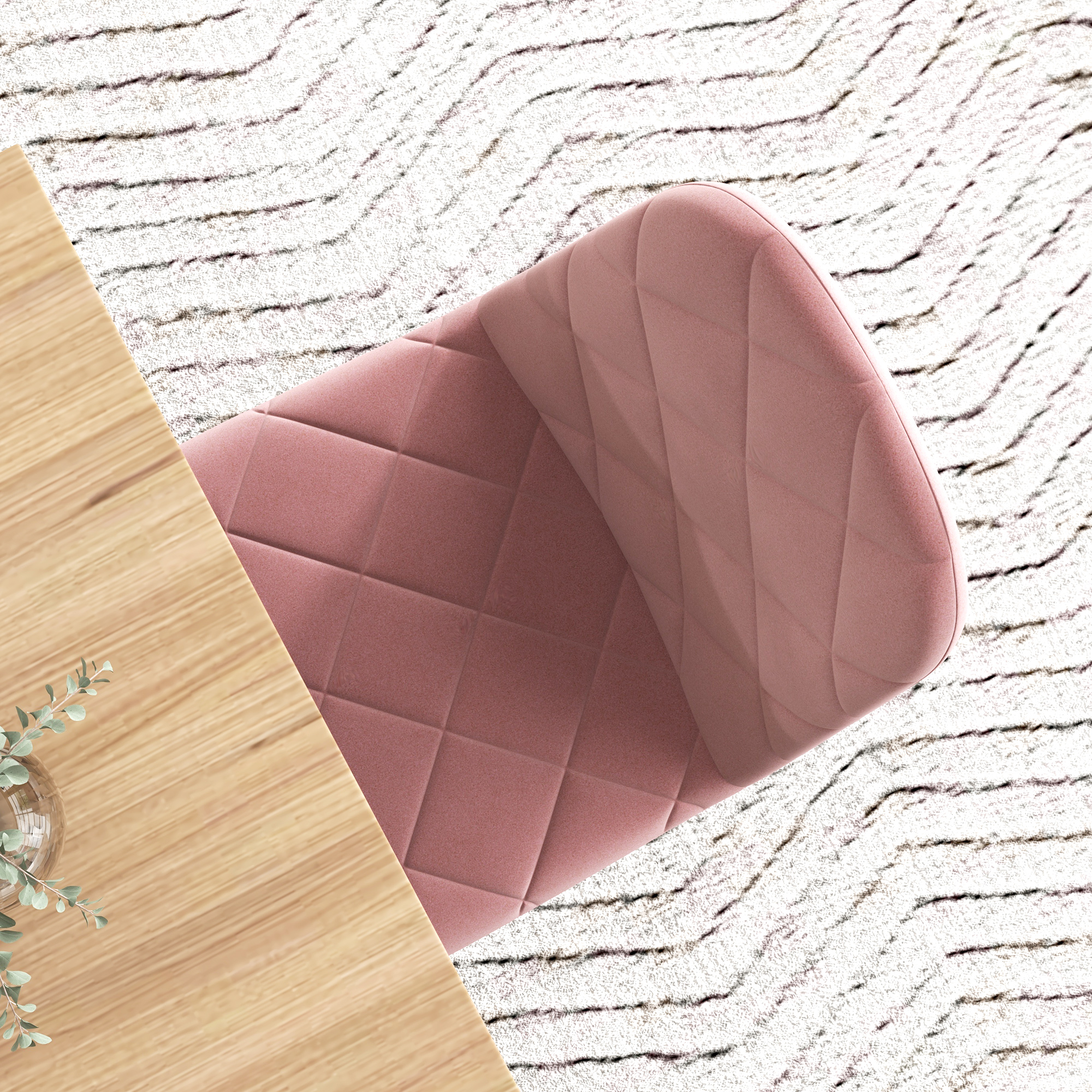 HOMCOM 4-delige Set Eetkamerstoelen in Fluwelen Look met Rugleuning, 45 x 54 x 87 cm, Roze
