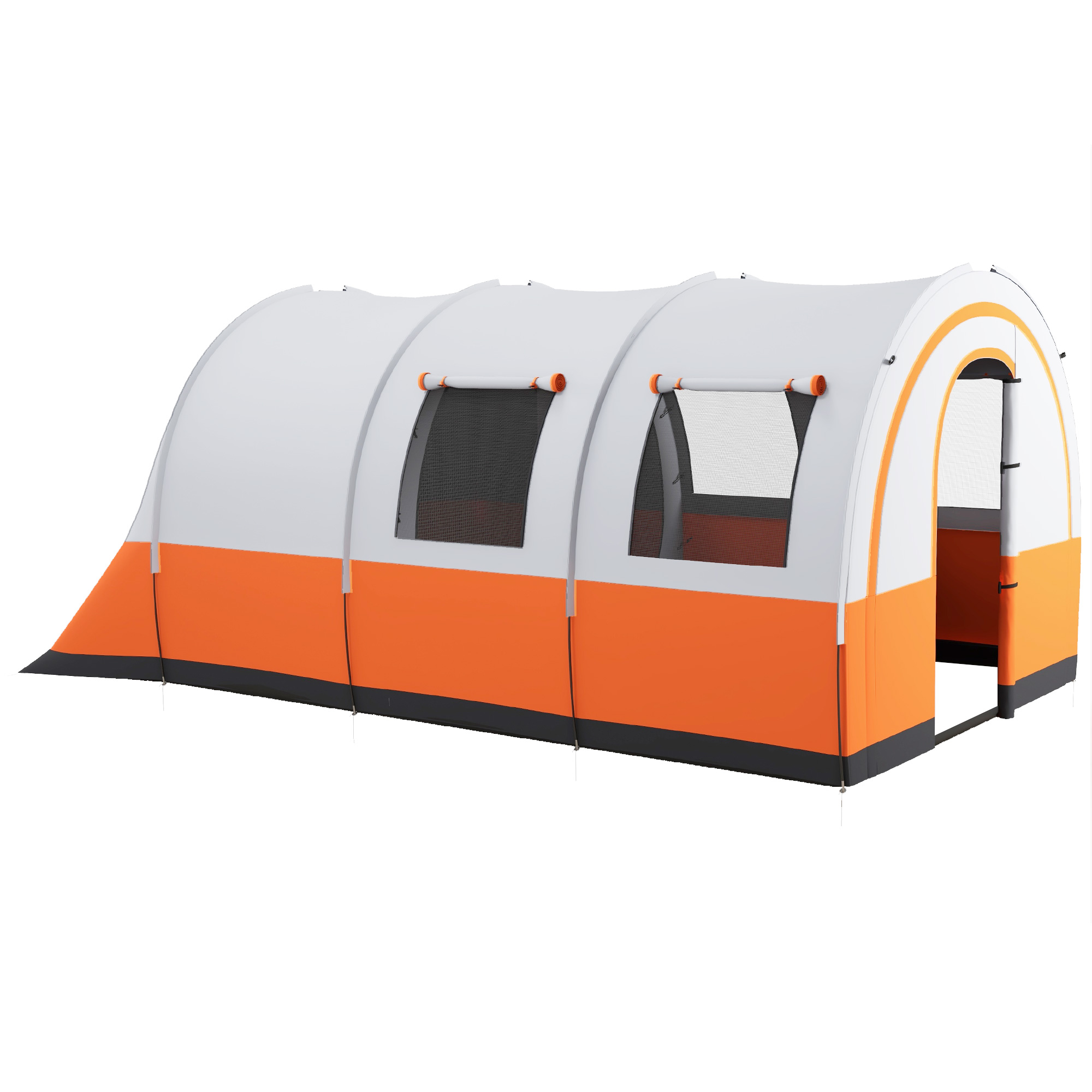 Outsunny Campingtent tot 6 Pers, FamilieTent, Aparte Ruimtes, Waterdicht, Crèmewit